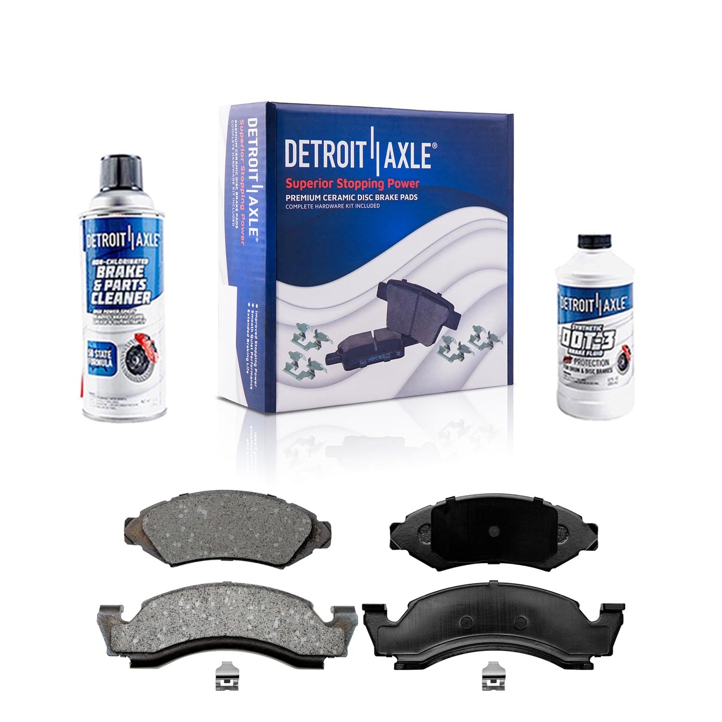 Detroit Axle - Rear Brake Pads for 2019-2024 Chevy Silverado 1500 GMC Sierra 1500, 2021-2024 Tahoe Suburban Yukon XL Cadillac Escalade ESV, Canyon LYRIQ Colorado, Ceramic Brake Pads with Hardware