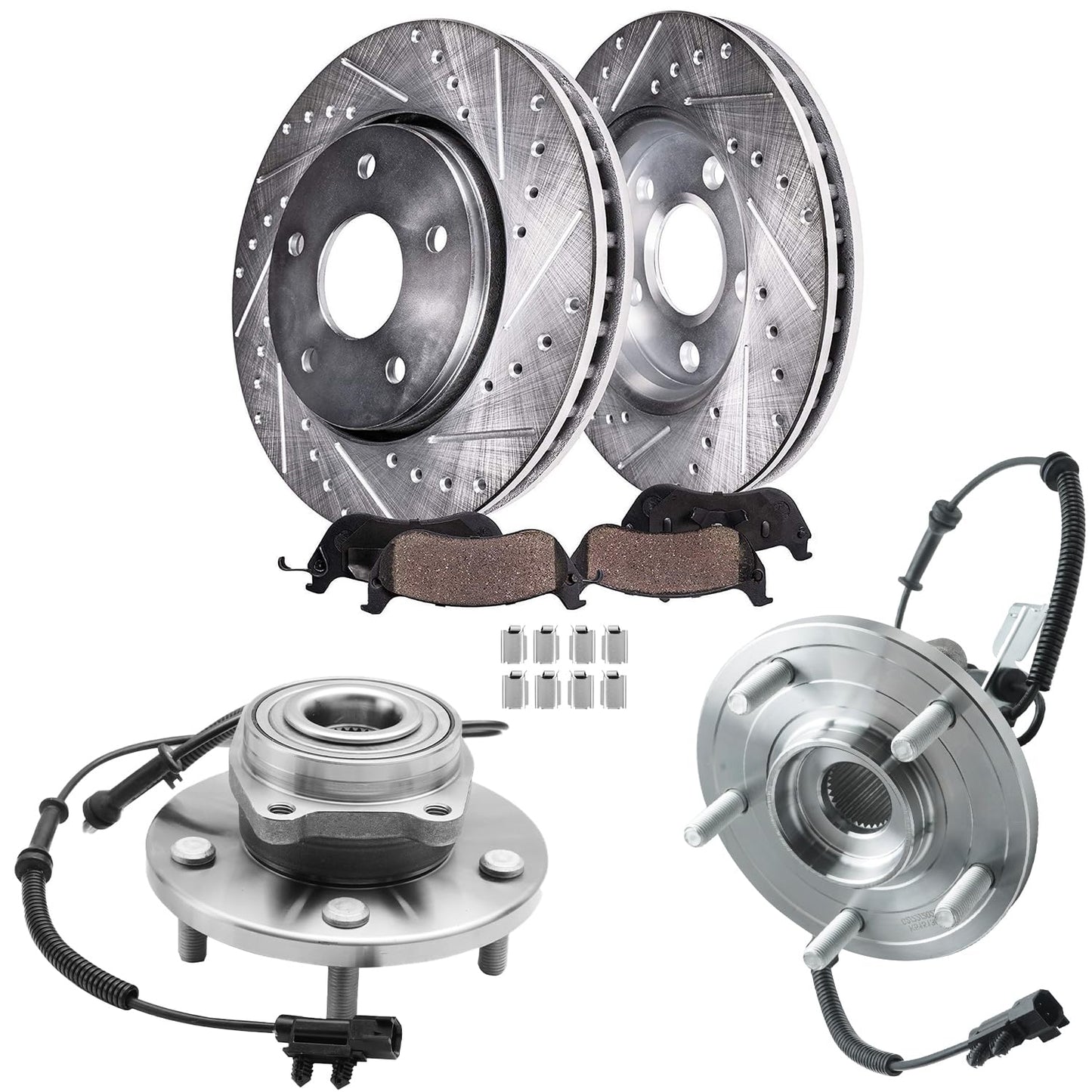 Detroit Axle - Rear Brake Kit for 1999-2006 Chevy GMC Sierra Silverado 1500, 00-01 Tahoe Yukon, 03-05 Astro Safari Replacement Drilled Slotted Disc Brake Rotors Ceramic Brakes Pads: 12.78" inch Rotor