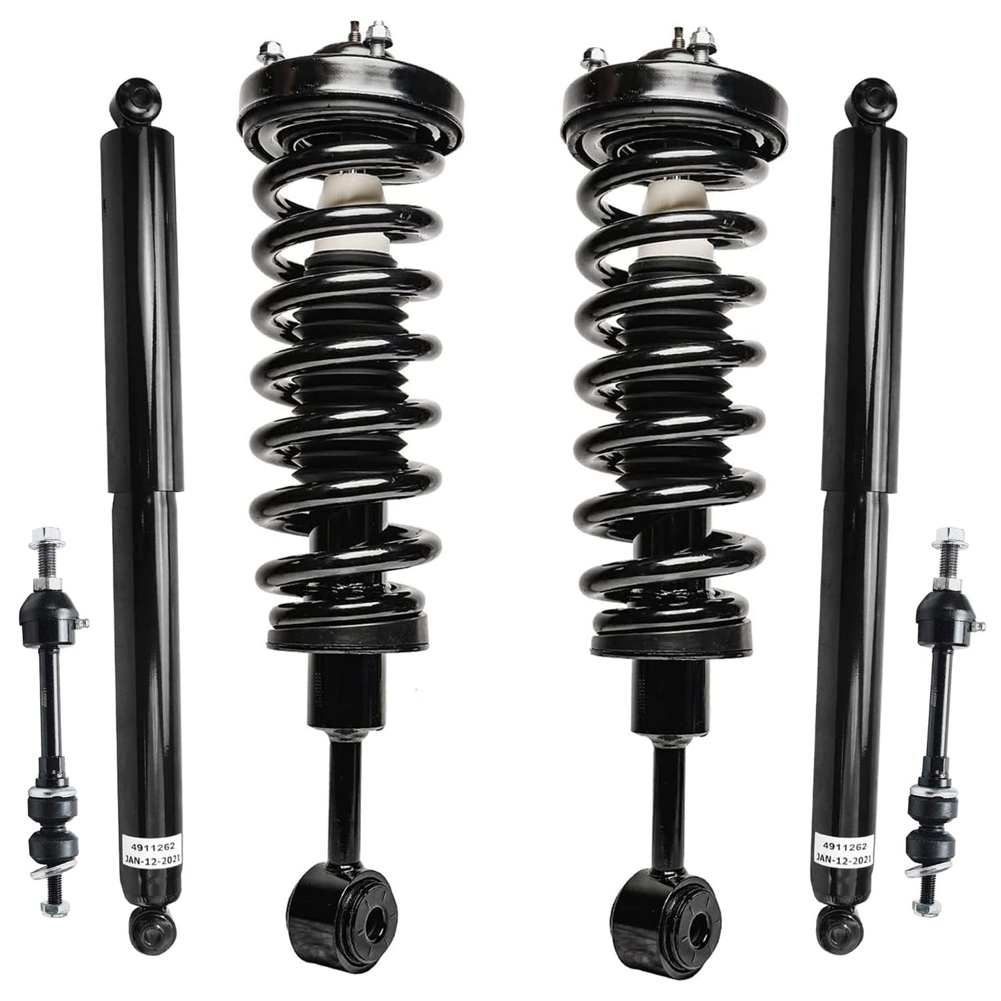 Detroit Axle - 6pc Struts Shocks Kit for 2014-2018 Chevy Silverado 1500 GMC Sierra 1500, 2 Front Struts w/Coil Springs 2 Sway Bars 2 Rear Shock Absorbers 2015 2016 2017 Replacement Suspension