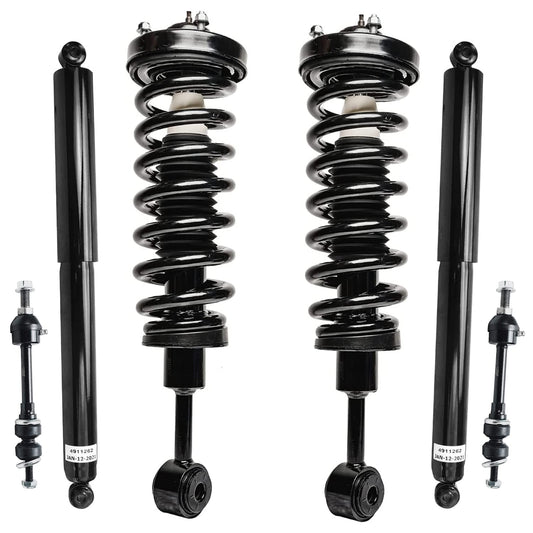Detroit Axle - 6pc Struts Shocks Kit for 2014-2018 Chevy Silverado 1500 GMC Sierra 1500, 2 Front Struts w/Coil Springs 2 Sway Bars 2 Rear Shock Absorbers 2015 2016 2017 Replacement Suspension