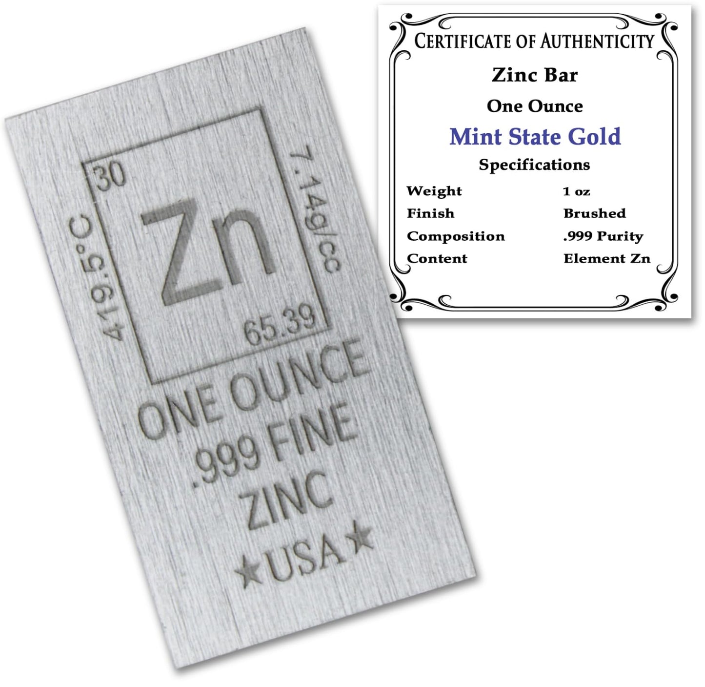 1 oz Silver Plated Bar (Flat Style) .999 Pure Paperweight - Element Design with Certificate of Authenticity