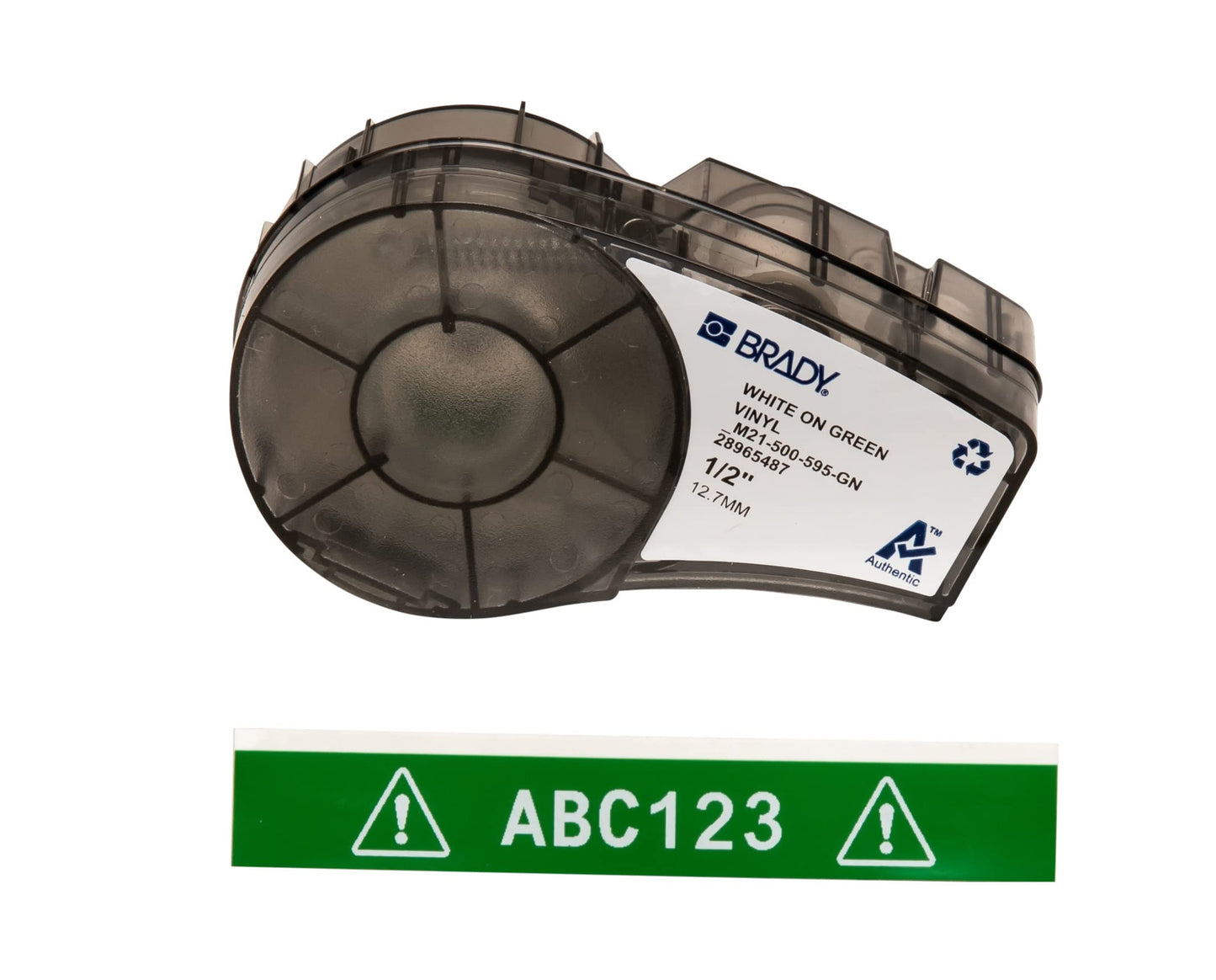 Brady Authentic (M21-750-595-WT) All-Weather Vinyl Label for Indoor/Outdoor ID, Lab and Equipment Labeling, Black on White- For M210, M210-LAB, M211, BMP21-PLUS and BMP21-LAB Printers, .75" W 21' L