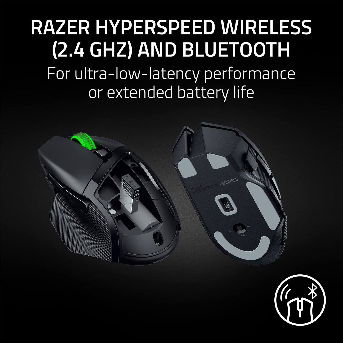 Razer Basilisk V3 X HyperSpeed Customizable Wireless Gaming Mouse: Mechanical Switches Gen-2-5G Advanced 18K Optical Sensor - Chroma RGB - 9 Programmable Controls - 285 Hr Battery - Classic Black