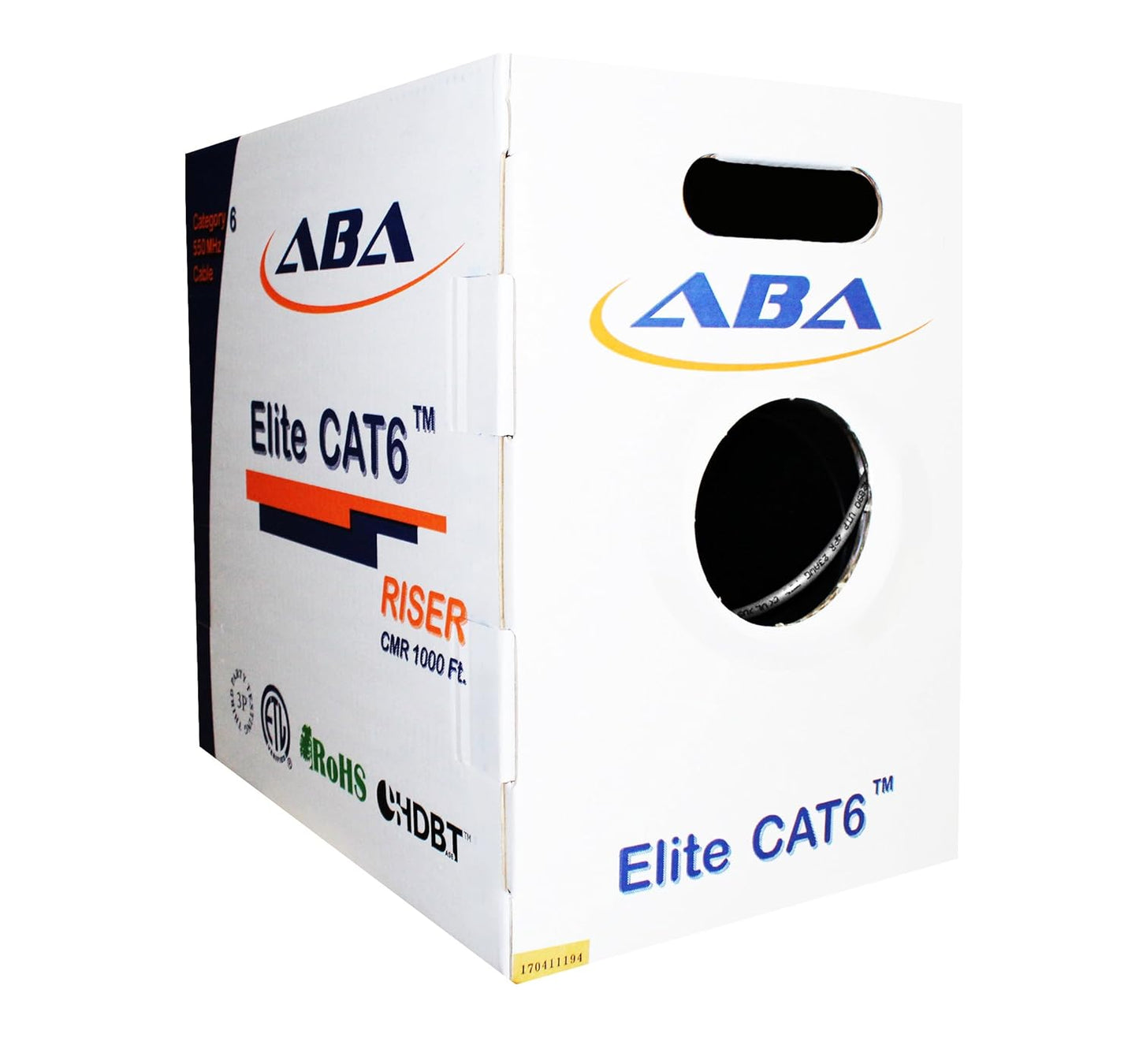 Infinity Cable CAT6 CMR Riser 23AWG UTP, 1000 Feet, 550MHz Solid 100% Pure Copper, UL Certified, Easy to Pull (Reelex II) Box, Gray