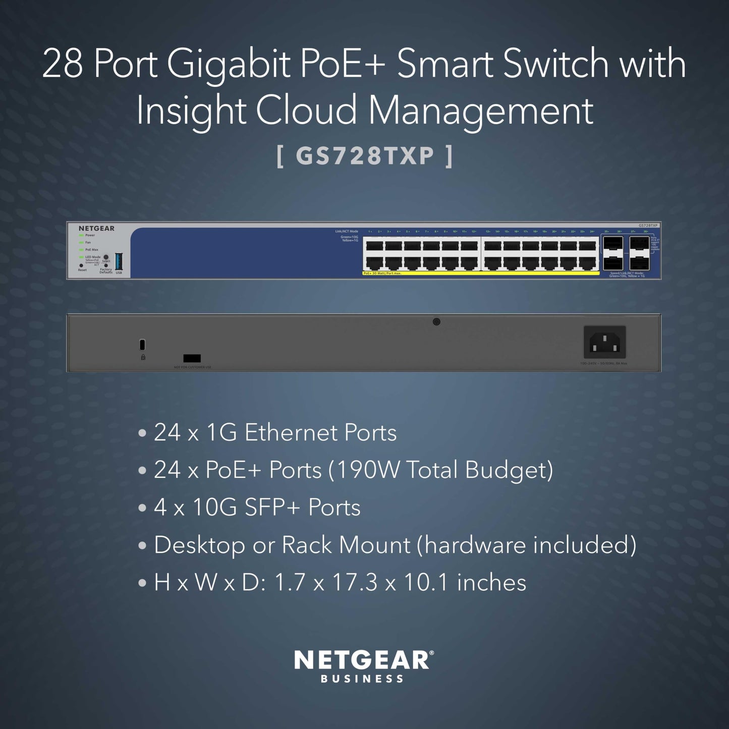 NETGEAR 52-Port PoE Gigabit Ethernet Smart Switch (GS752TPP) - Managed, Optional Insight Cloud Management, 48 x PoE+ @ 760W, 4 x 1G SFP, Desktop or Rackmount