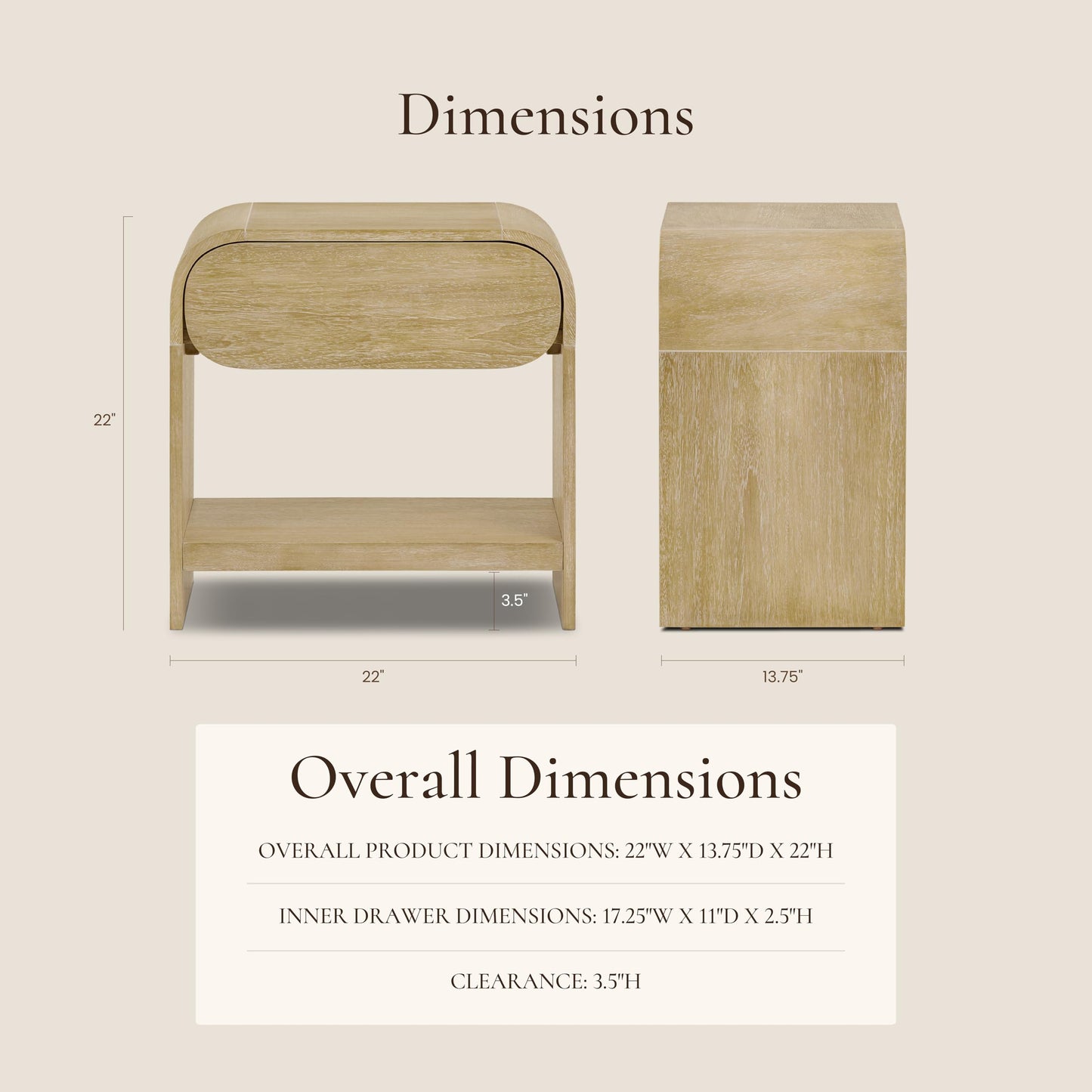 Poly & BARK Dorsey Nightstand - Mid-Century Modern Nightstand – Solid Wood Bedside Table with 2 Drawers, Acorn Walnut Finish, 23.5" Tall