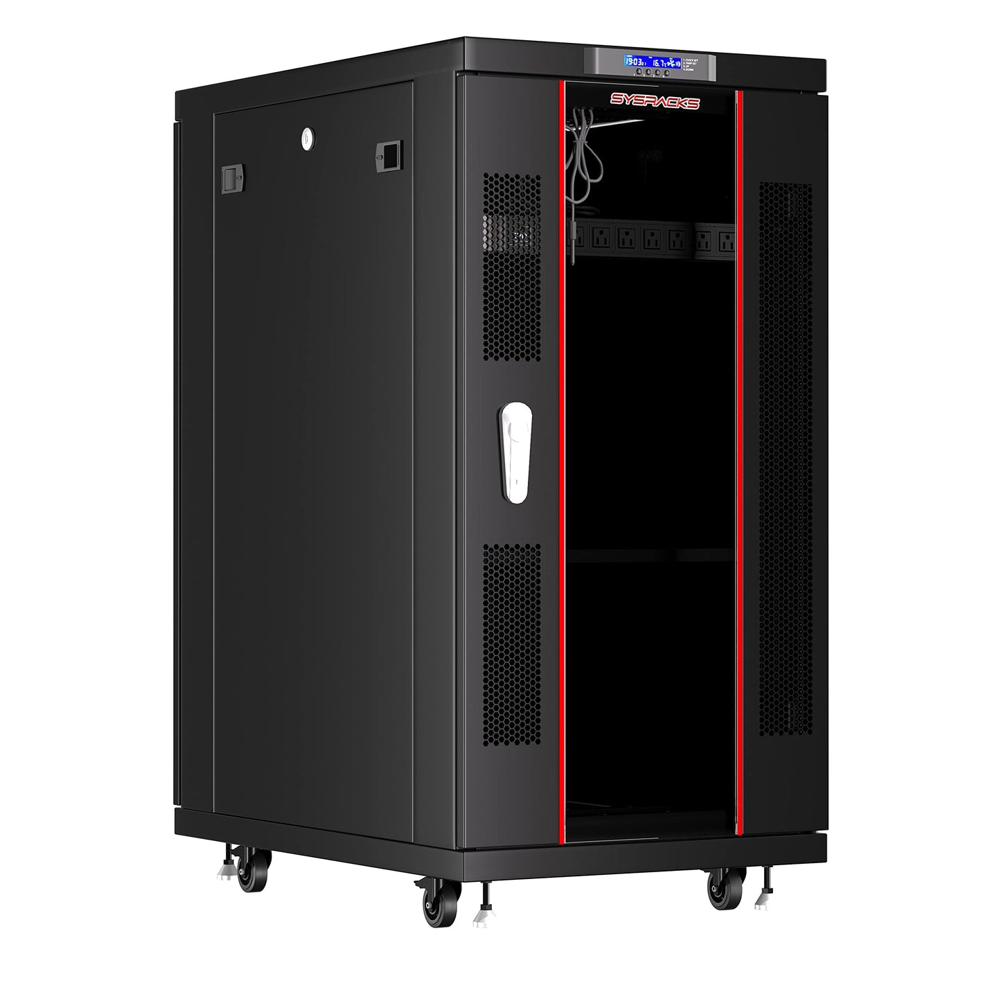 37U Home Server Rack Cabinet – 19" Floor Standing Network Rack, 32" Deep Homelab Rack with Locking Glass Door, Cooling Fans, PDU & Shelf for NAS, Router, Switch and AV Equipment