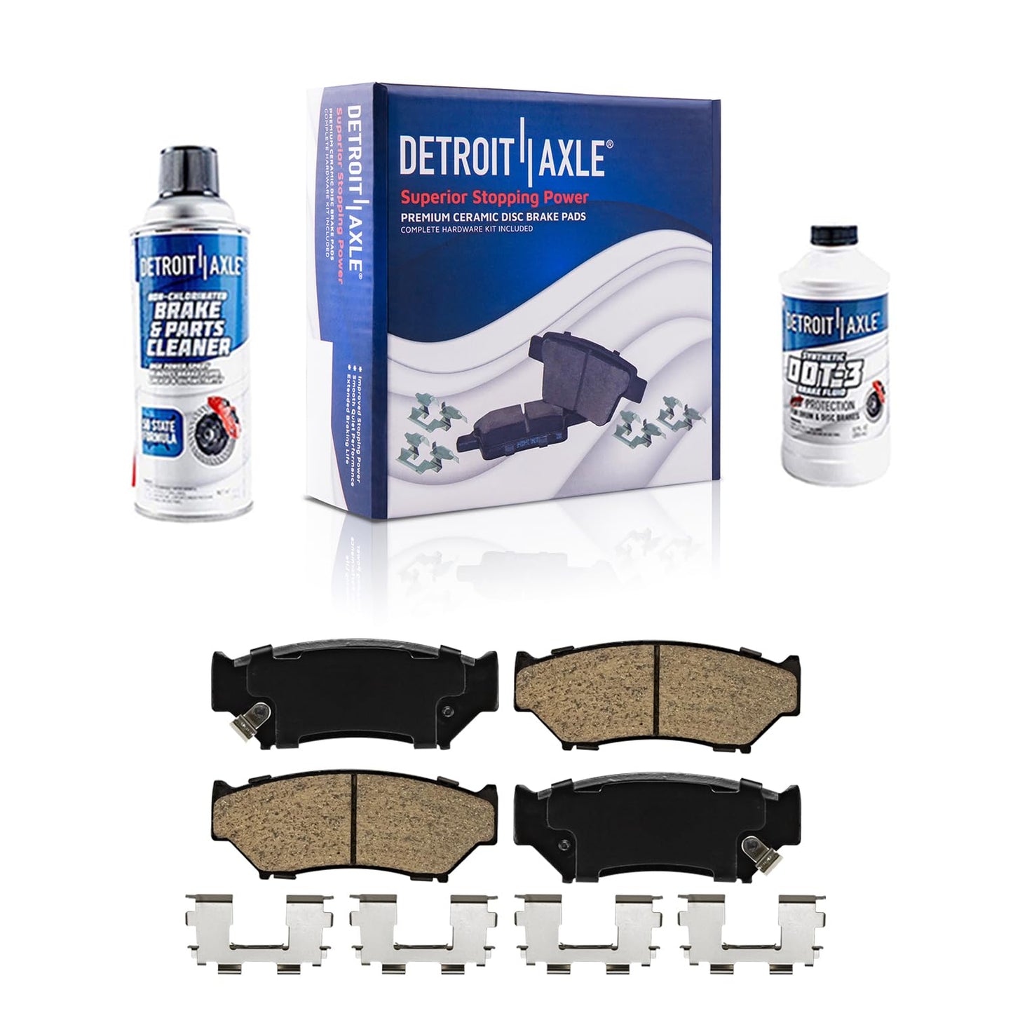 Detroit Axle - Rear Brake Pads for 2019-2024 Chevy Silverado 1500 GMC Sierra 1500, 2021-2024 Tahoe Suburban Yukon XL Cadillac Escalade ESV, Canyon LYRIQ Colorado, Ceramic Brake Pads with Hardware