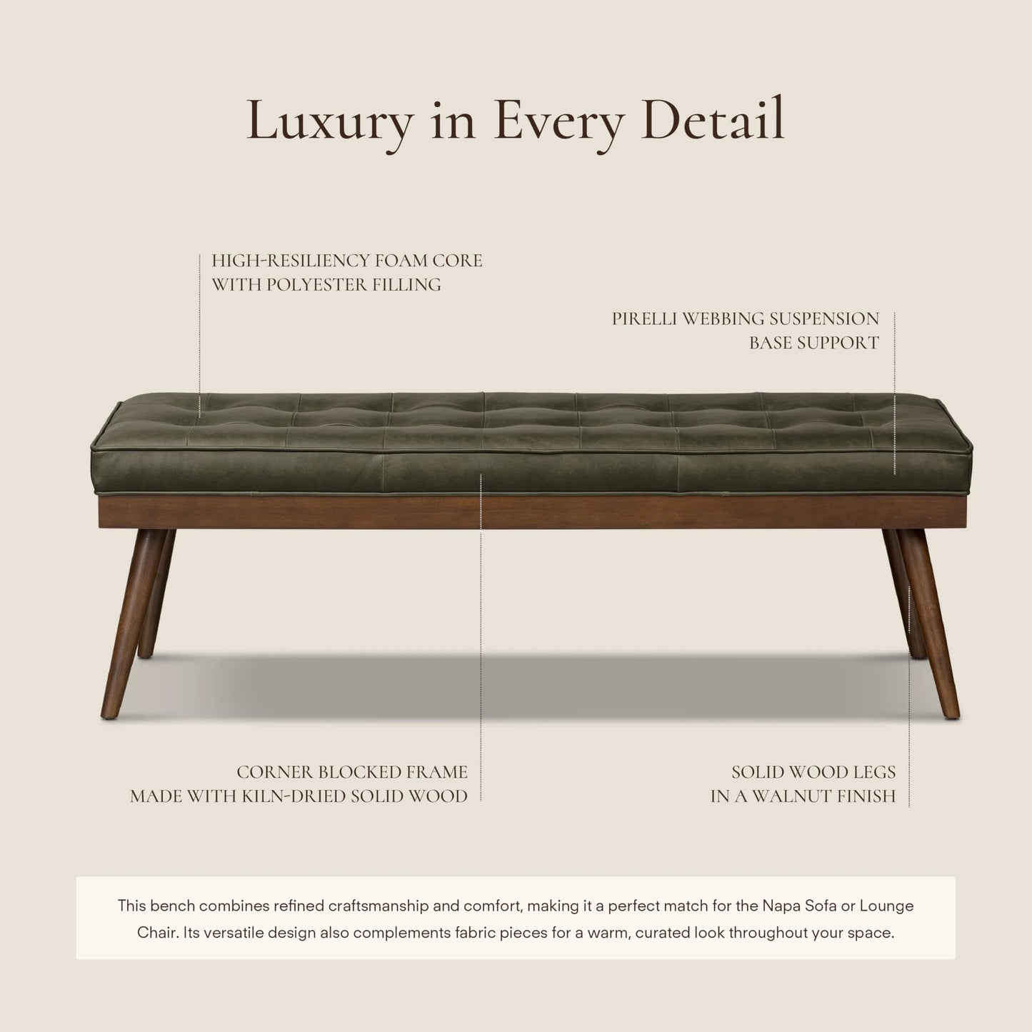 POLY & BARK Napa 82" Leather Pull‑Out Sleeper Sofa – Full‑Grain Italian Leather Upholstery,Tri‑Layer Mattress & Storage Console –Sophisticated Multi‑Functional Sofa Bed for Living Rooms & Guest Spaces