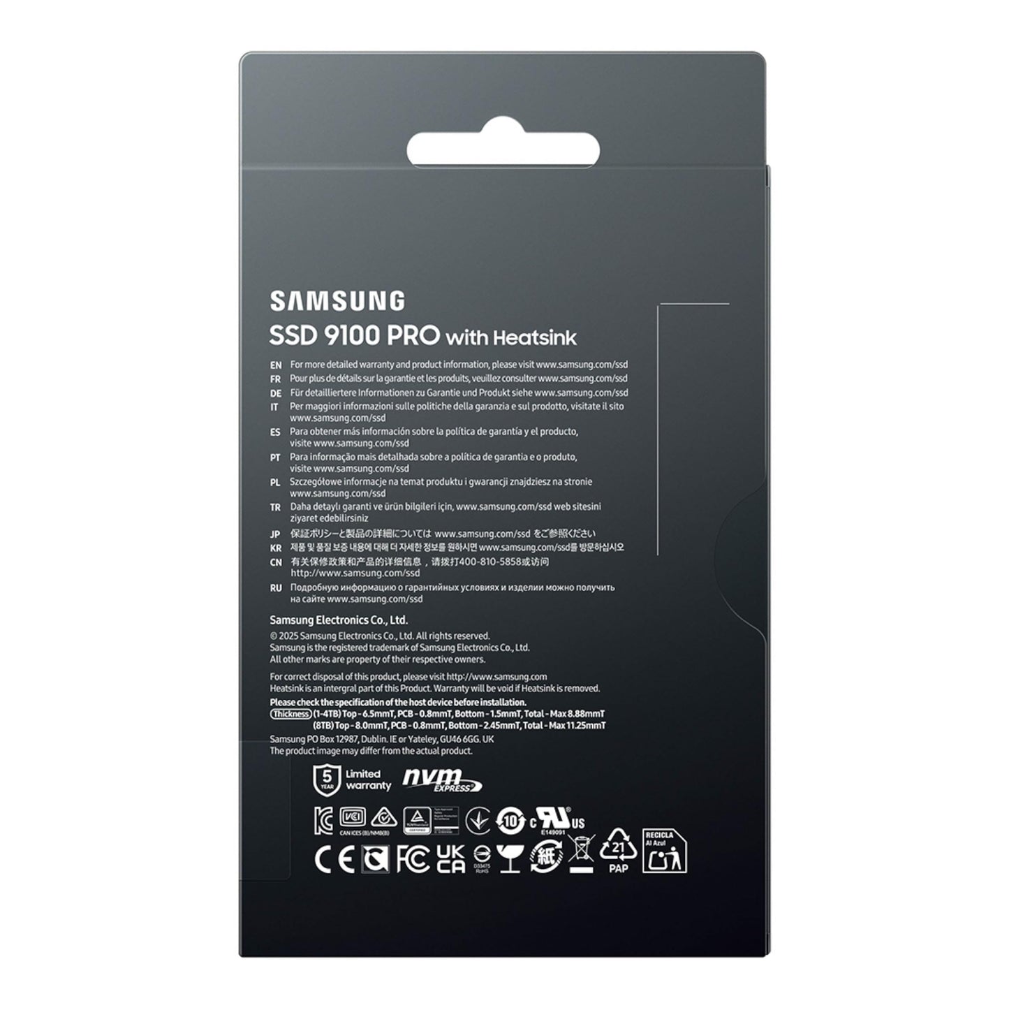 Samsung SSD 9100 PRO 2TB, PCIe 5.0x4 M.2 2280, Seq. Read Speeds Up to 14,700MB/s, Best for AI Computing, Gaming and Heavy Duty Workstations (MZ VAP2T0B/AM)