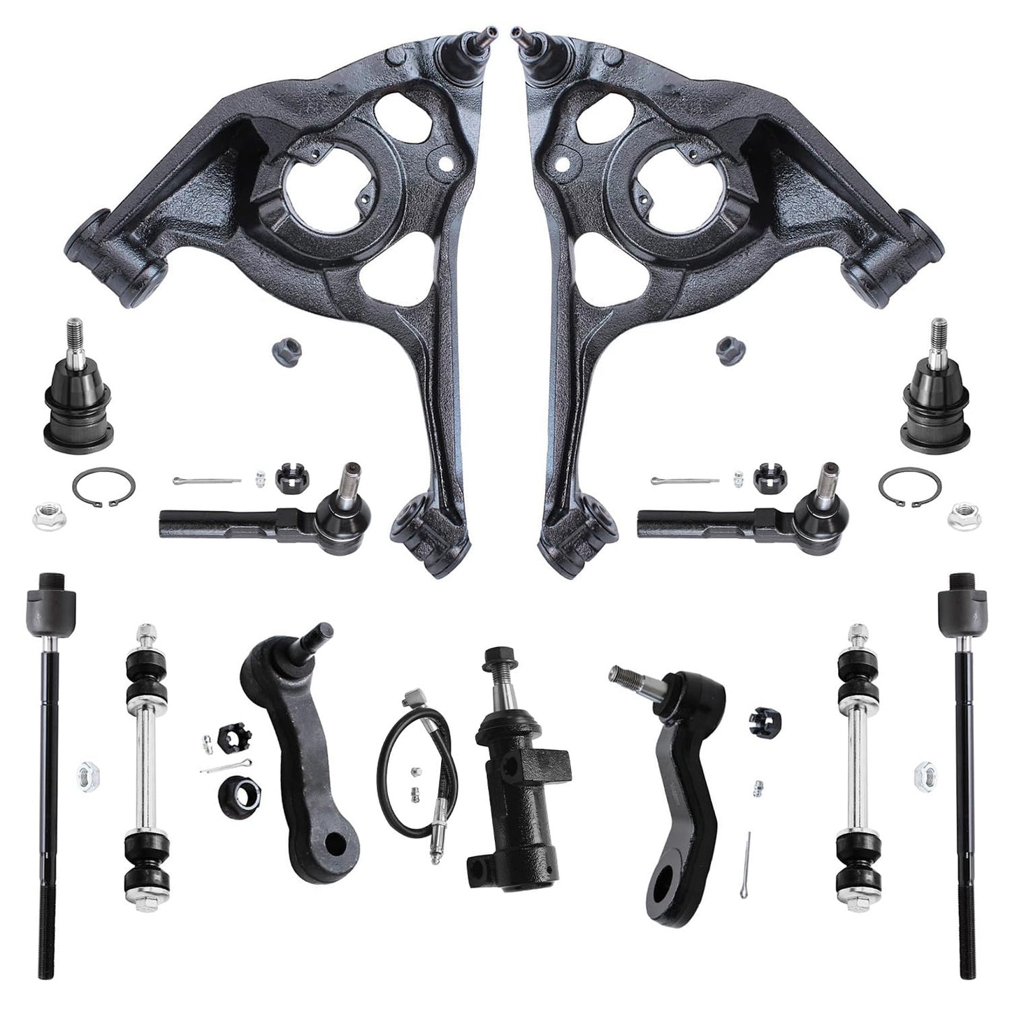 Detroit Axle - 12pc Front End Kit for 07-13 Chevy Silverado 1500 GMC Sierra | Suburban Yukon XL 1500 Tahoe Escalade ESV EXT, 2 Upper Control Arms 2 Sway Bars 4 Tie Rods 2 Lower Ball Joints 2 Boots