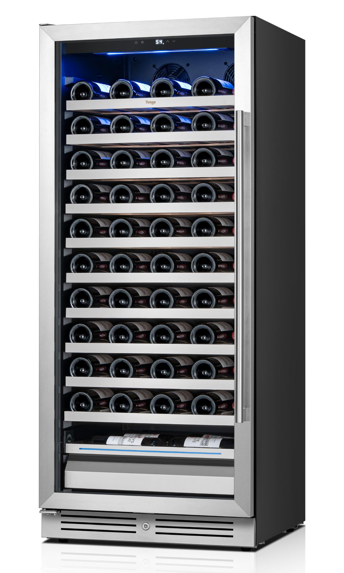 Yeego 24 Inch Wine Fridge Cooler - 52 Bottles Wine Cooler with Glass Door, 40-65℉ Built-In or Freestanding Refrigerator, Under Counter Wine Fridge for Kitchen Bar Office (Left-Hinged)