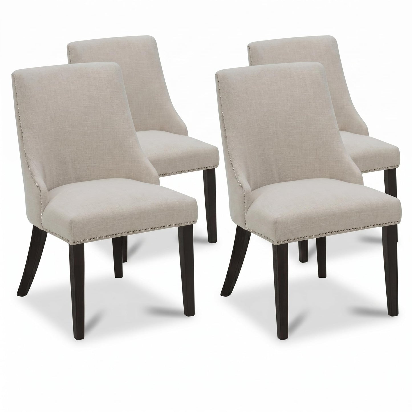 CHITA Modern High Back Dining Room Chairs Set of 2, Farmhouse Upholstered Dining Chairs, Fabric in Linen