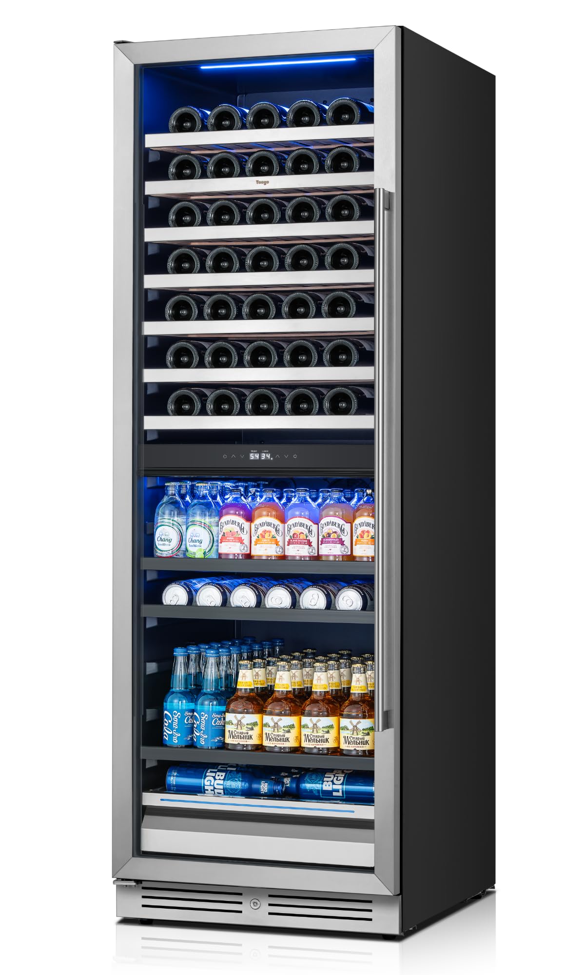 Yeego 24 Inch Wine Fridge Cooler - 52 Bottles Wine Cooler with Glass Door, 40-65℉ Built-In or Freestanding Refrigerator, Under Counter Wine Fridge for Kitchen Bar Office (Left-Hinged)