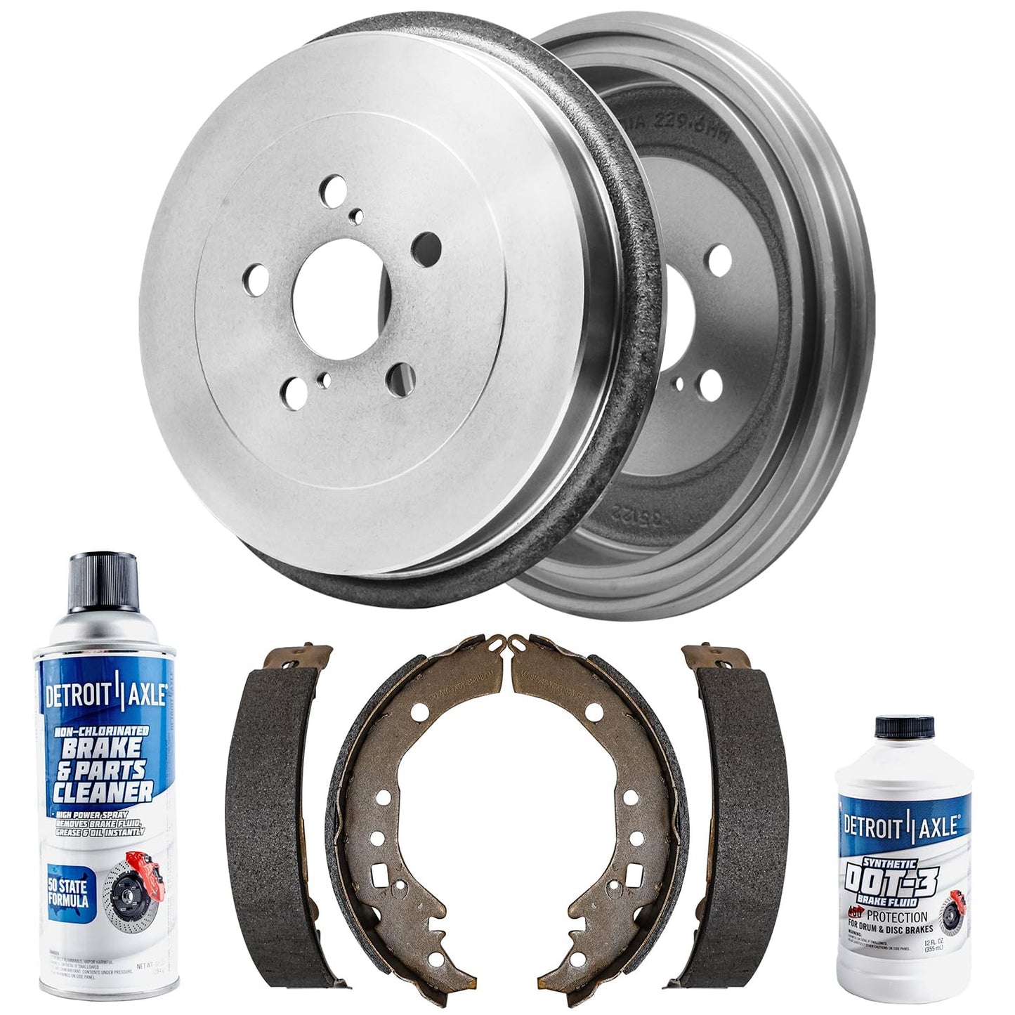 Detroit Axle - Rear Brake Kit for 2009-2019 Toyota Corolla 2010 2011 2012 2013 2014 2015 2016 2017 2018 Brake Drums Brakes Shoes Rear Replacement