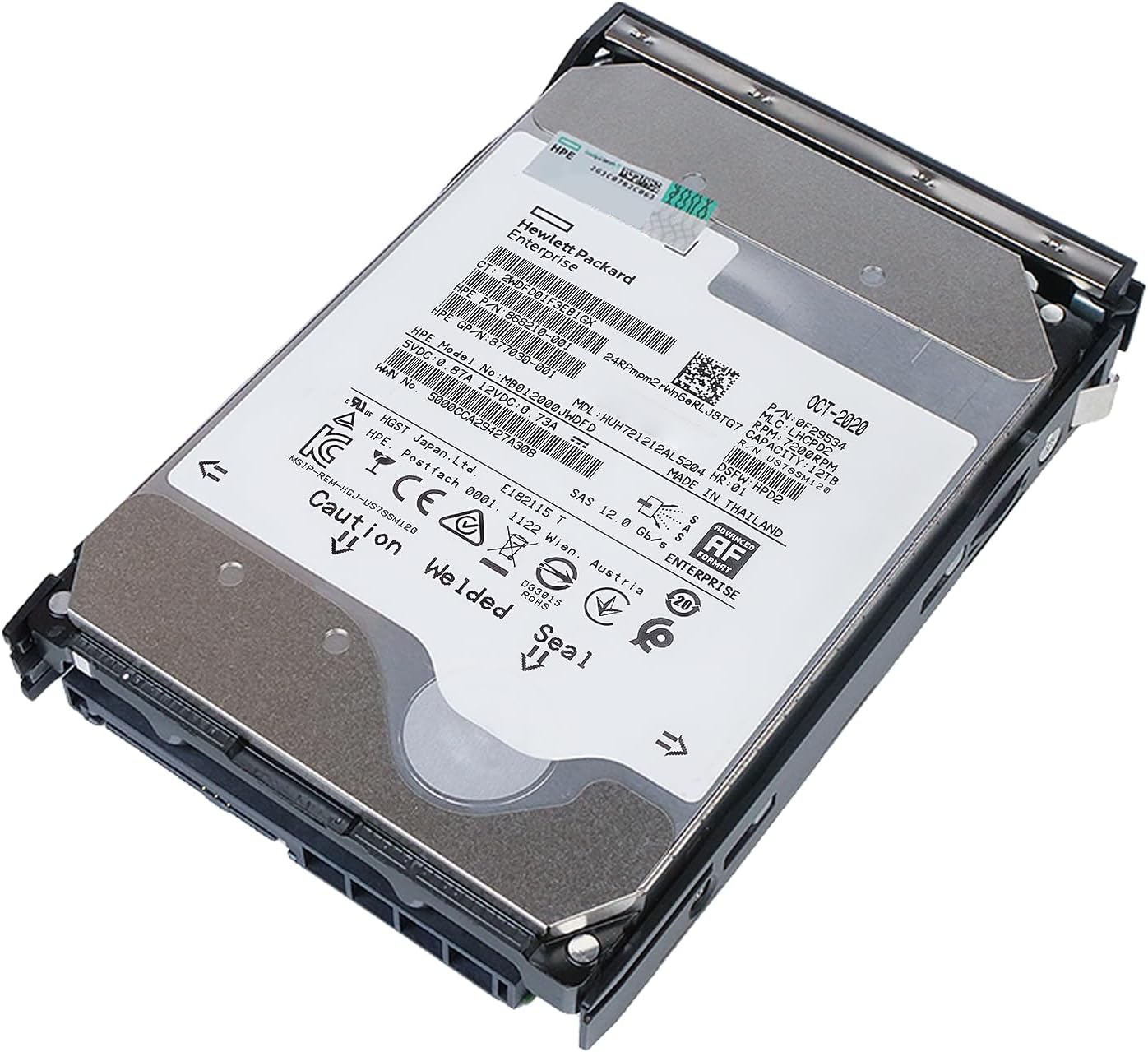HP 12TB 7200 RPM SAS 12Gb/s 512e 3.5in Enterprise Hard Drive DL20 DL110 DL320 DL325 DL340 DL345 DL360 DL365 DL380 DL385 DL560 ML110 ML350 MB012000JWDFD 868210-001 G11 (Renewed)