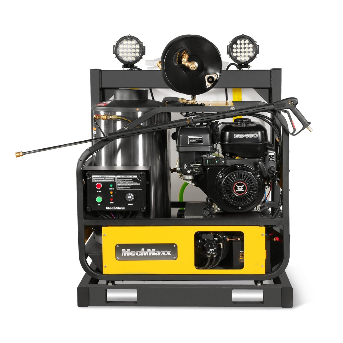 MechMaxx 4000 PSI 4 GPM 420cc 13.4HP E-Start Gas Engine Hot Water Pressure Washer with Hose Reel, Model HPW40D