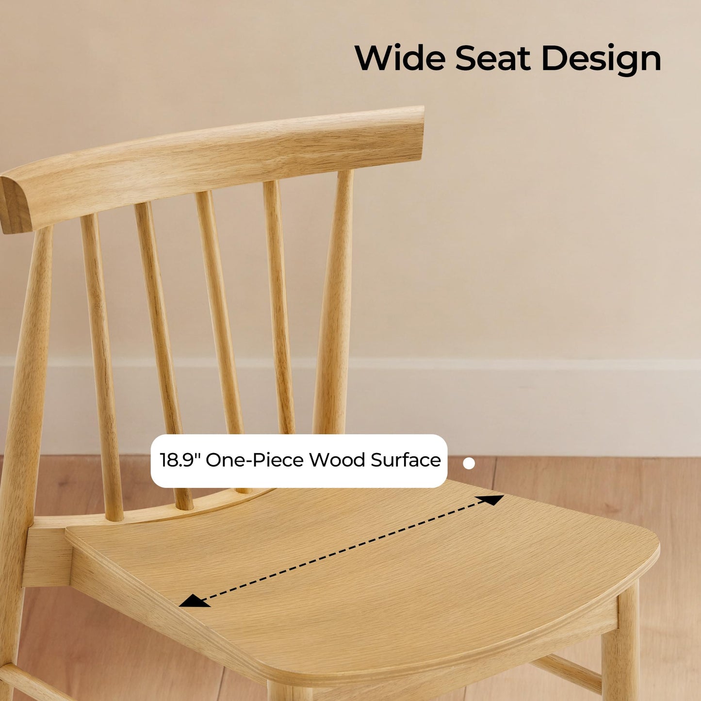 CHITA Soild Wood Dining Chairs Set of 4, Mid Century Modern Walnut Wood Kitchen Chairs with Curved Backrest, Dining Room Chair for Kitchen, Restaurant