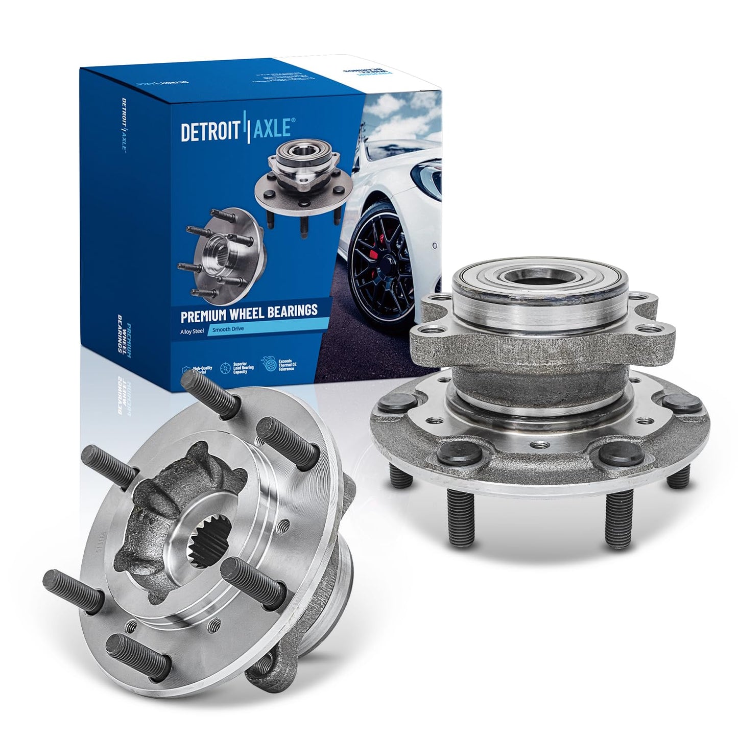 Detroit Axle - 2pc Front Wheel Bearing Hubs for 00-13 Chevy Impala Monte Carlo, 97-08 Pontiac Grand Prix, 06-11 DTS, 05-09 Buick Lacrosse, 06-11 Lucerne, 00-05 Lesabre, Pair Wheel Bearings and Hubs