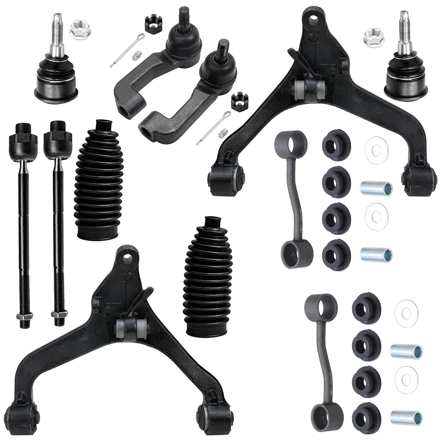 Detroit Axle - 12pc Front End Kit for 07-13 Chevy Silverado 1500 GMC Sierra | Suburban Yukon XL 1500 Tahoe Escalade ESV EXT, 2 Upper Control Arms 2 Sway Bars 4 Tie Rods 2 Lower Ball Joints 2 Boots