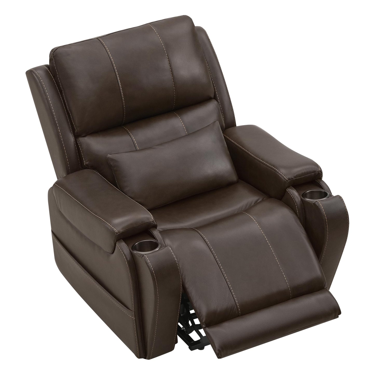 CHITA Power Lift Recliner Chair for Elderly with Heat and Massage, Genuine Leather Electric Lift Chairs with Cup Holder, Removable Lumbar Pillow, 2 Side Pockets, Leather in Navy