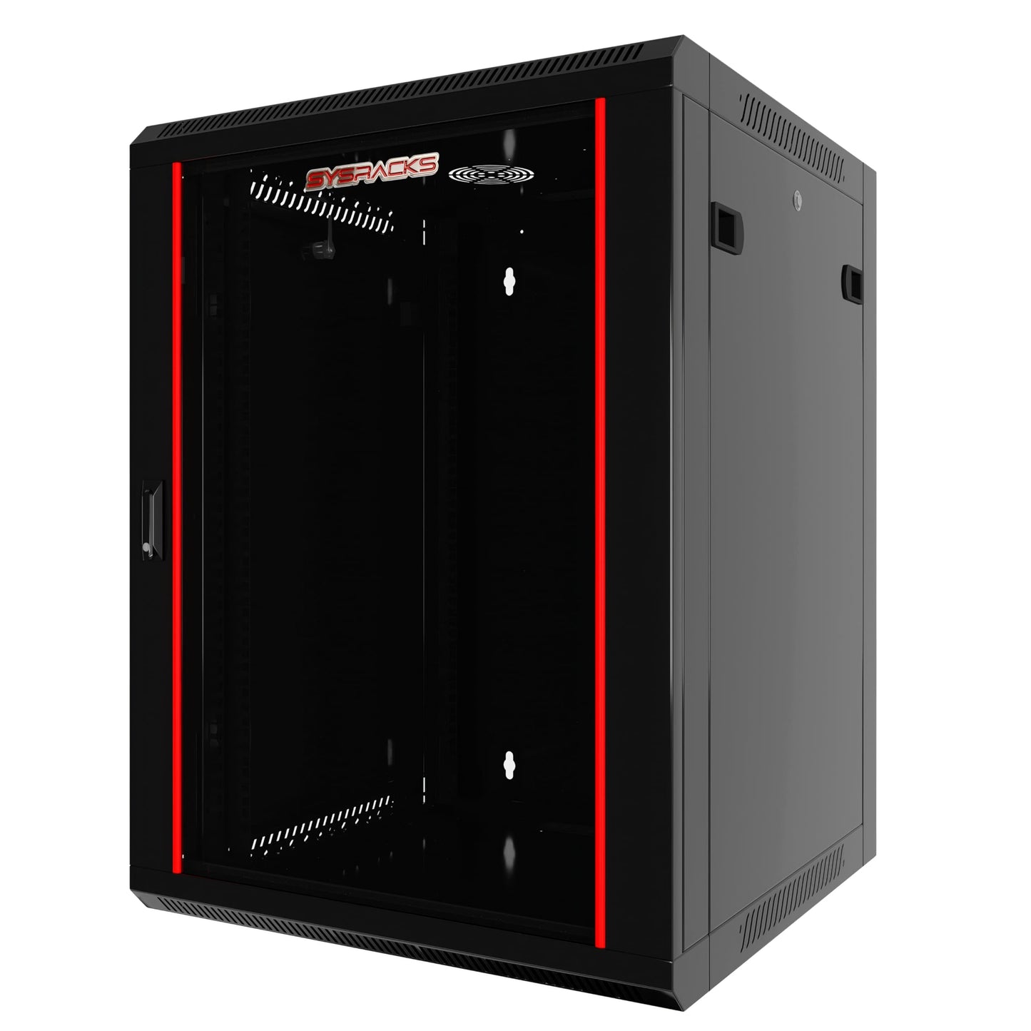 15U Wall Mount Network Cabinet, 18 Inch Deep Enclosed Server Rack with Locking Tempered Glass Door for Home Lab, Office IT & AV Equipment