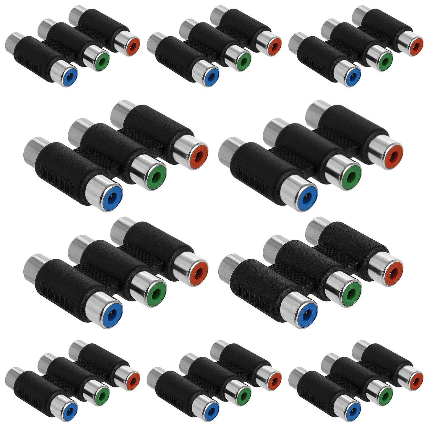 Cmple - RCA Coupler Audio Video Cable Adapter Composite Component Connector Converter - 3 RCA Female to Female Red Green Blue