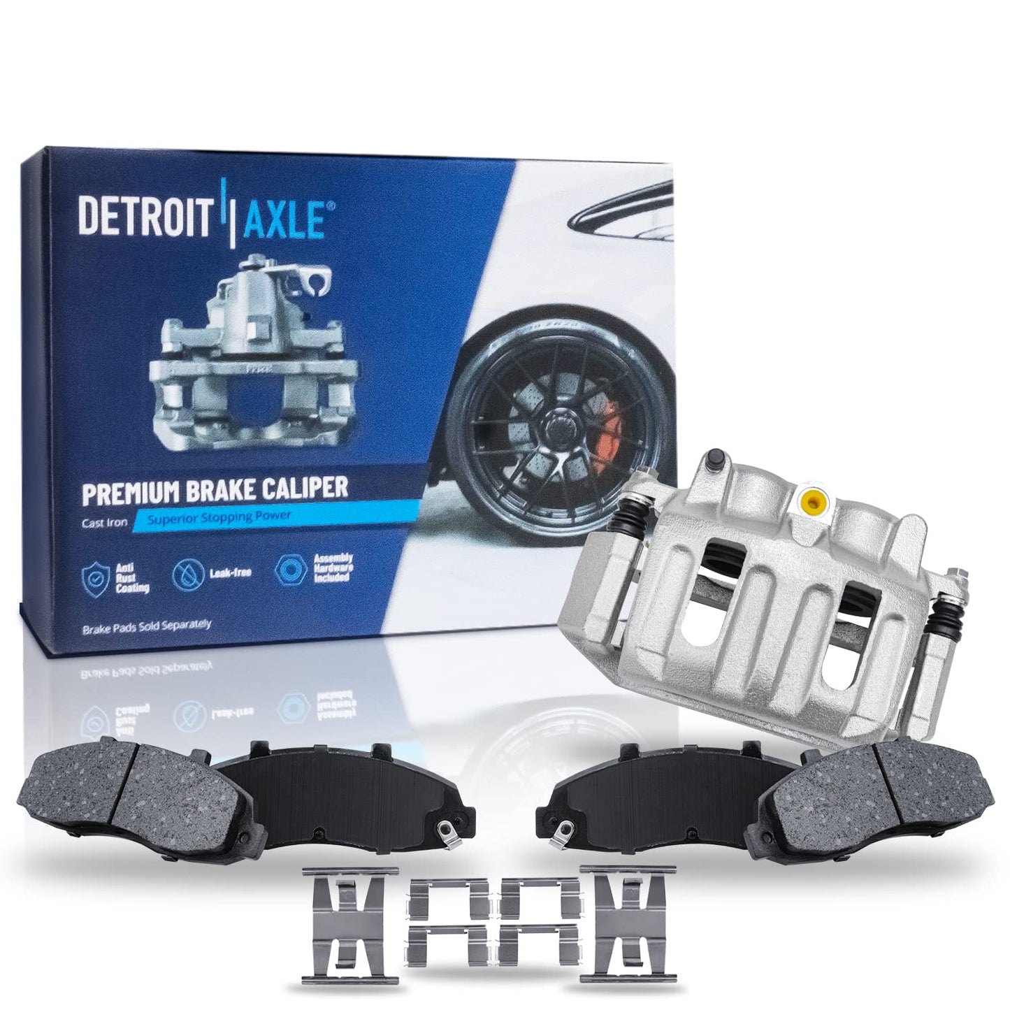 Detroit Axle - Front Brake Kit for 2012-2022 Ford F-250 Super Duty, 2013-2022 Ford F-350 Super Duty, 14.29" inch Drilled and Slotted Disc Brake Rotors Ceramic Brakes Pads Replacement