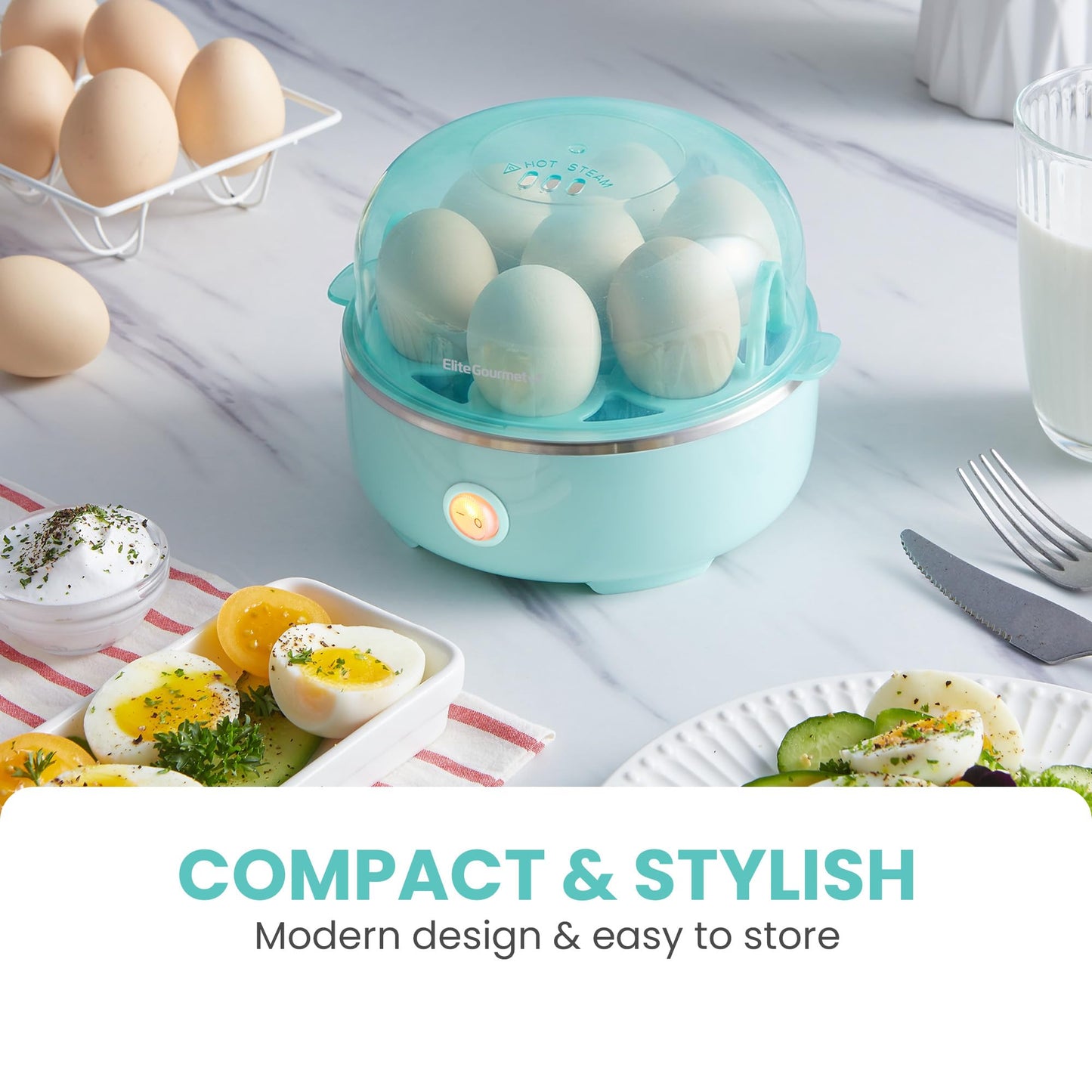 Elite Gourmet EGC115B Easy Egg Cooker Electric 7-Egg Capacity, Soft, Medium, Hard-Boiled Egg Cooker with Auto Shut-Off, Measuring Cup Included, BPA Free, Classic Black