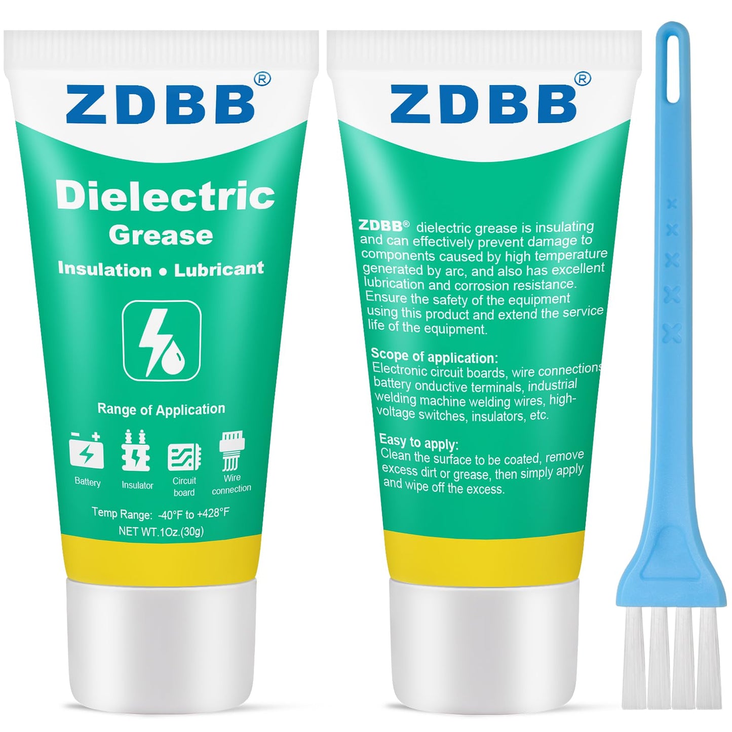 ZDBB Dielectric Grease for Electrical Connectors Automotive, Tune Up Dialectric Grease with a Brush, Electric Grasa Spark Plug, Battery Terminal, Marine Waterproof Heat-Resistant 1oz (1pcs)