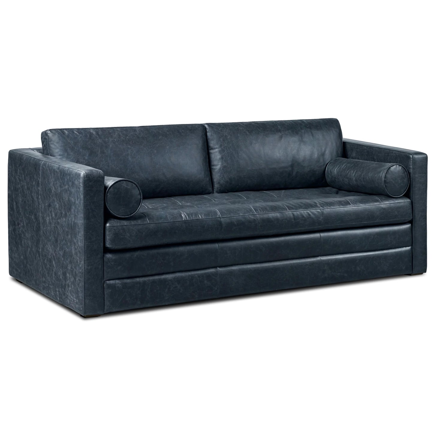 POLY & BARK Napa 82" Leather Pull‑Out Sleeper Sofa – Full‑Grain Italian Leather Upholstery,Tri‑Layer Mattress & Storage Console –Sophisticated Multi‑Functional Sofa Bed for Living Rooms & Guest Spaces