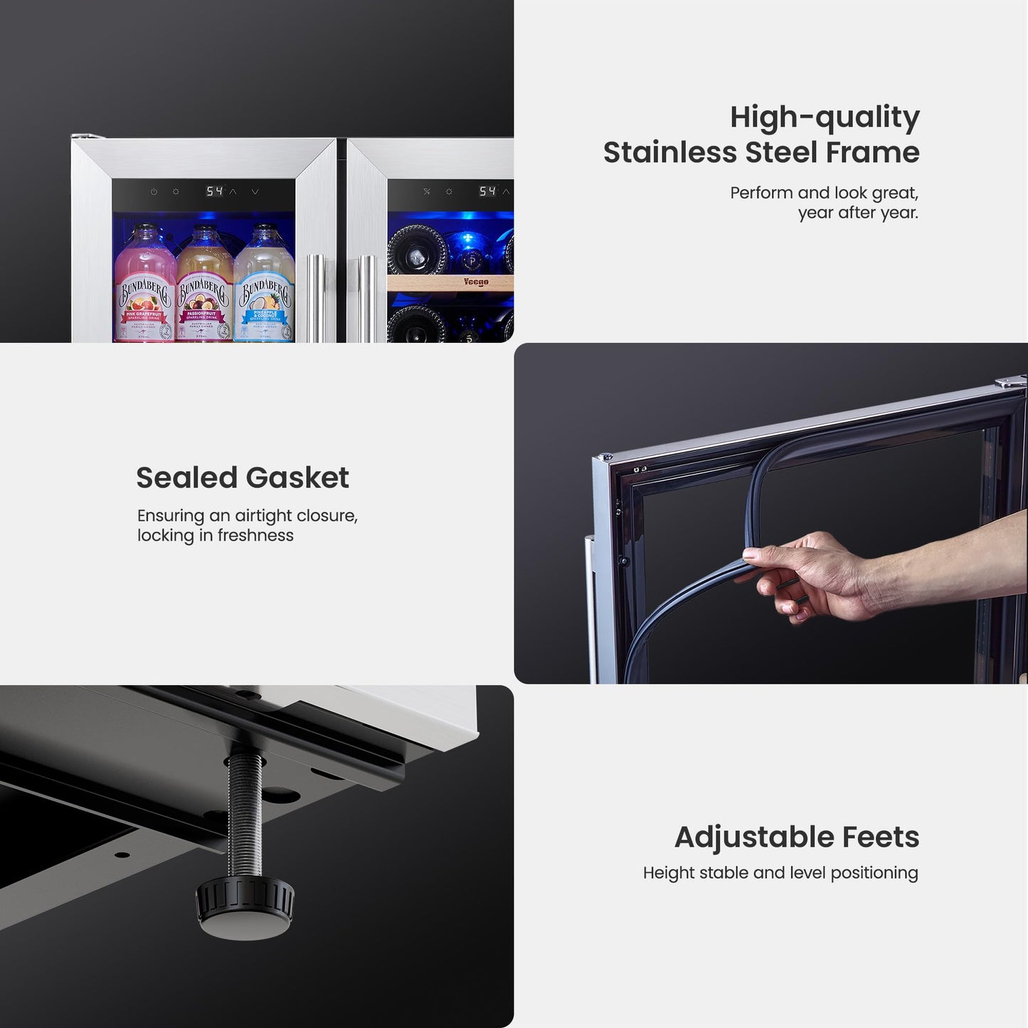 Yeego Commercial Refrigerators - 27.1 Cu.Ft 2 Glass Doors Commercial Beverage Refrigerator with LED Light & Adjustable Shelves, 32-50°F Commercial Cooler for Stores Bakery Bar Offices Restaurants
