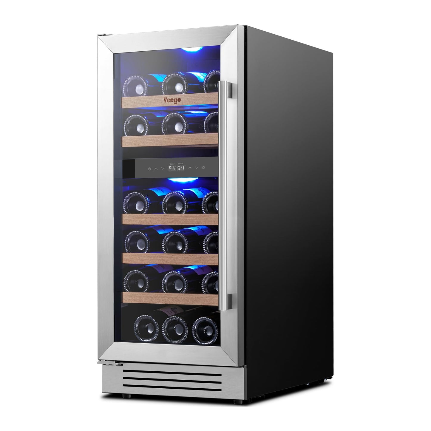 Yeego 24 Inch Wine Fridge Cooler - 52 Bottles Wine Cooler with Glass Door, 40-65℉ Built-In or Freestanding Refrigerator, Under Counter Wine Fridge for Kitchen Bar Office (Left-Hinged)