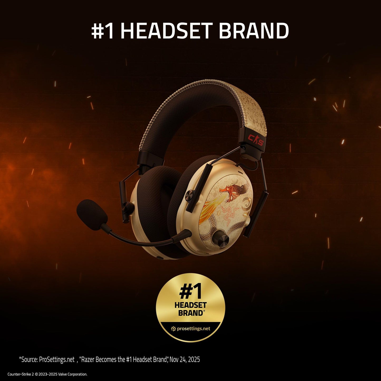Razer BlackShark V3 Pro Wireless ANC Gaming Headset for PC: Full Band Mic - 50mm Drivers - 2.4 GHz, Bluetooth, USB, 3.5mm - Works with Mac, PS5, Nintendo Switch, Smartphone - 70 Hr Battery - Black