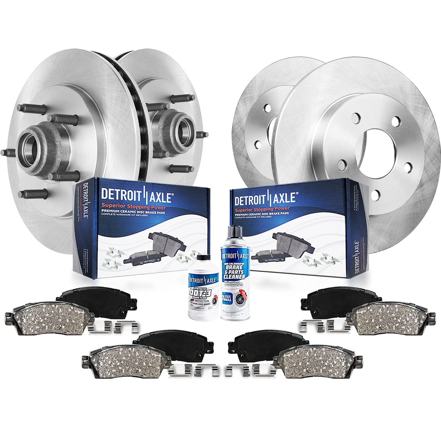 Detroit Axle - 6 Lugs Brake Kit for 12-20 Ford F-150 [with Manual Parking Brake] Ceramic Brakes Pads 2012 2013 2014 2015 2016 2017 2018 2019 2020: 13.78'' inch Front and 13.70'' inch Rear Brake Rotors