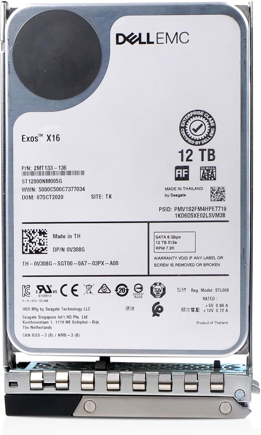 Dell 12TB 7.2K RPM SATA 6Gb/s 512e 3.5in Enterprise PowerEdge Hard Drive for: R440 R750 R450 T150 R470 T560 T40 R250 R740 R640 T550 T350 R540 R840 ME4024 R650XS R550 0V308G G16 (Renewed)