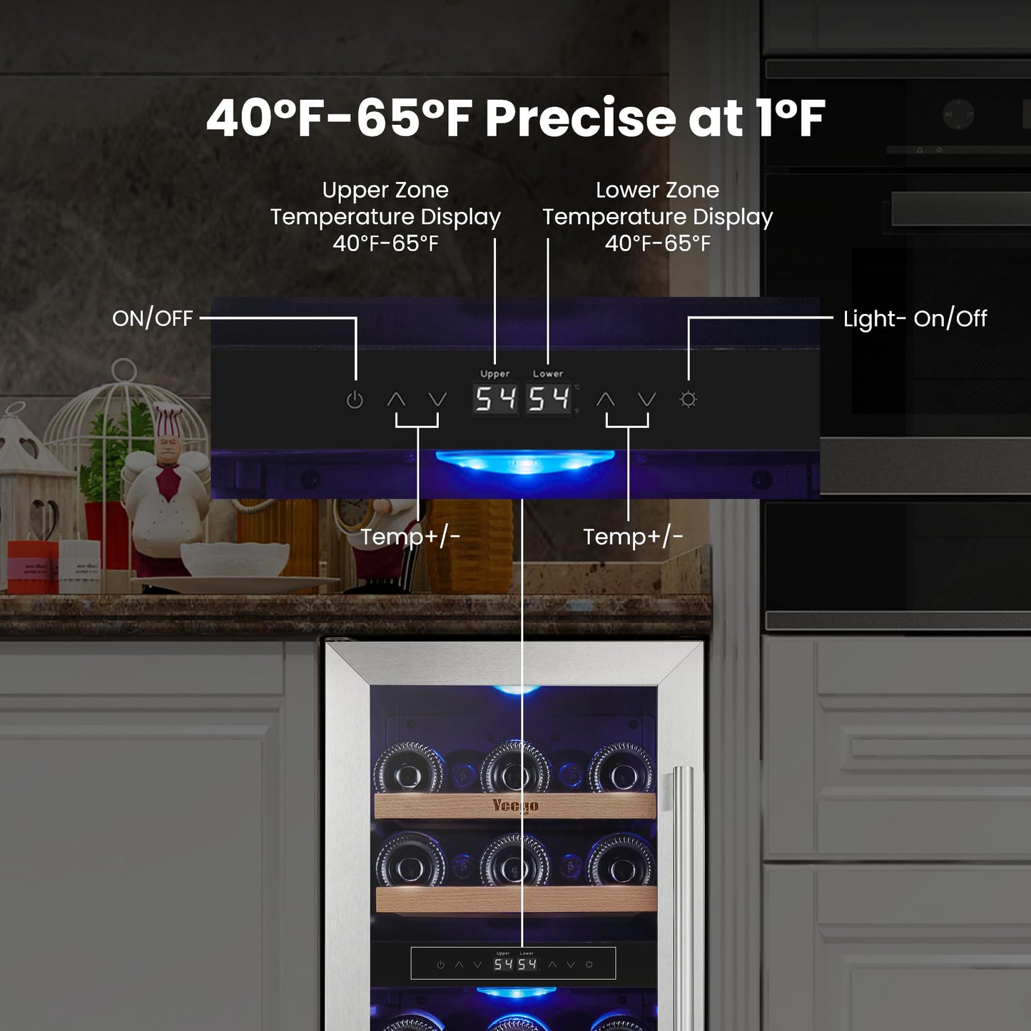Yeego 24'' Wine Cooler Refrigerator - 52 Bottles Wine Fridge, 40-65°F Dual Zone Wine Refrigerator With Glass Door, Built-In/Freestanding/Under Counter, Adjustable Shelves Fridge for Home Bar Office