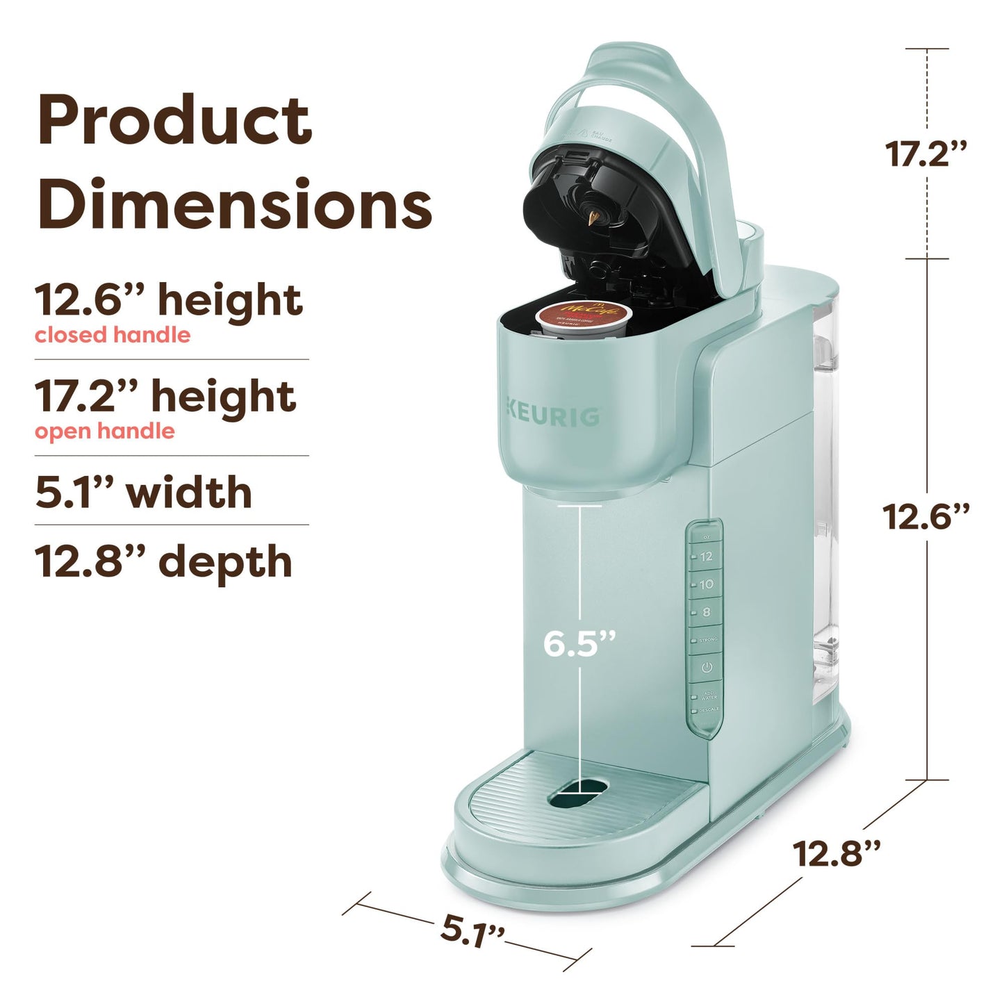 Keurig K-Express Single Serve K-Cup Pod Coffee Maker, 3 Brew Sizes, Strong Button Feature, 42oz Removable Reservoir, Mint