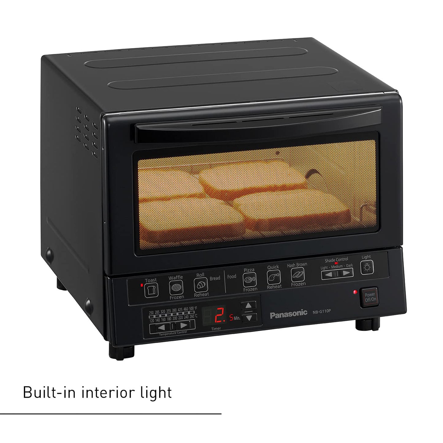 Panasonic FlashXpress Toaster Oven Countertop, 4-Slice Small Toaster Oven Compact Size with Double Infrared Heating, 6 Auto Cook Options and Precise Temperature Control, 1300W - NB-G110P (Silver)
