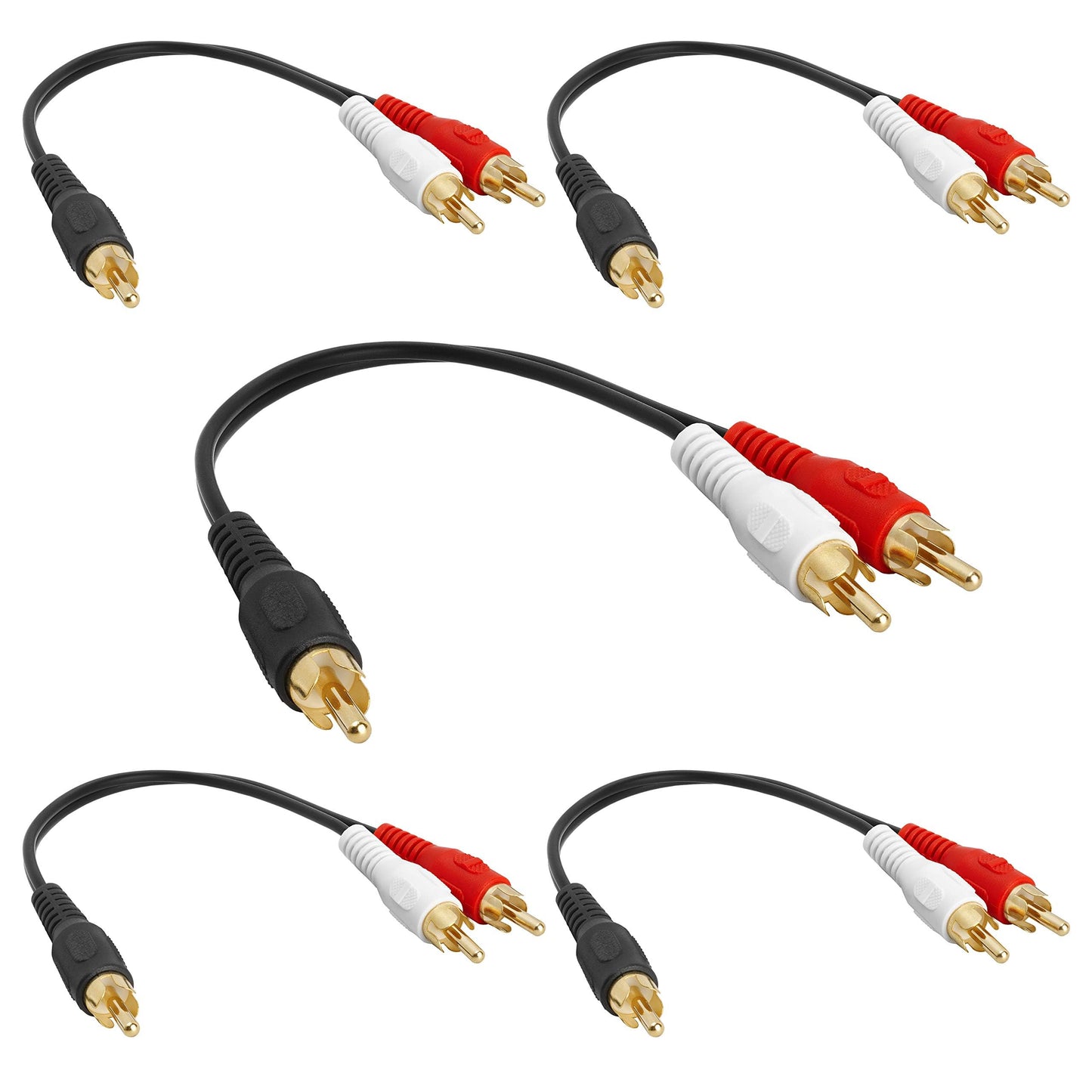 Cmple - 2 RCA Male to 1 RCA Female Stereo Audio Y-Cable, 2 RCA Plugs to 1 x RCA Jack Y-Adapter Subwoofer Cable, Gold Pla