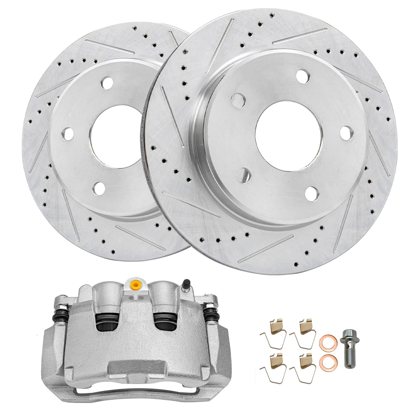 Detroit Axle - Front Brake Kit for Chevy GMC Silverado Sierra 2500HD 3500, Avalanche 2500, Sierra 3500HD, Express Savana 3500 4500 Drilled Disc Brakes Rotors Ceramic Brake Pads Replacement:12.8" inch