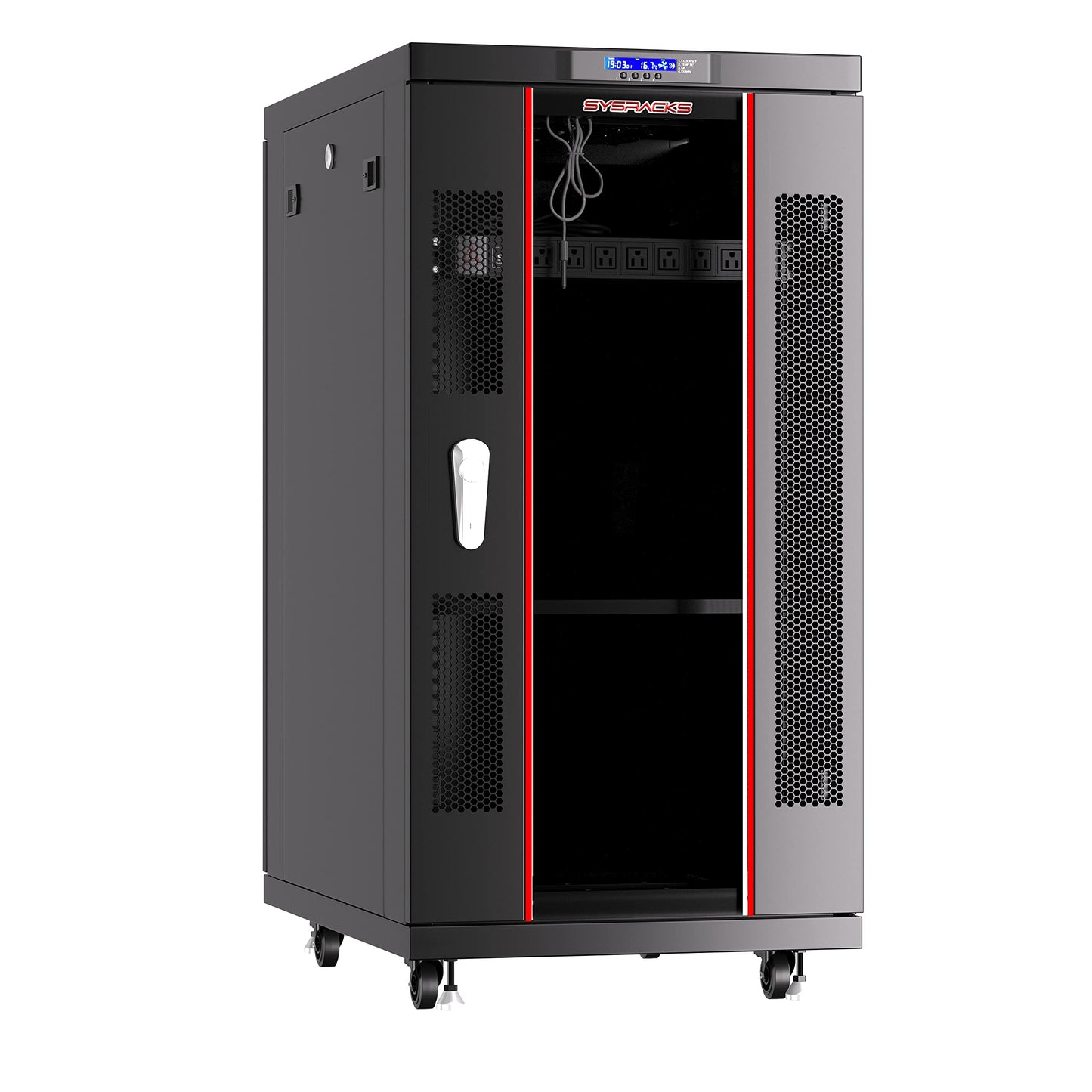 37U Home Server Rack Cabinet – 19" Floor Standing Network Rack, 32" Deep Homelab Rack with Locking Glass Door, Cooling Fans, PDU & Shelf for NAS, Router, Switch and AV Equipment