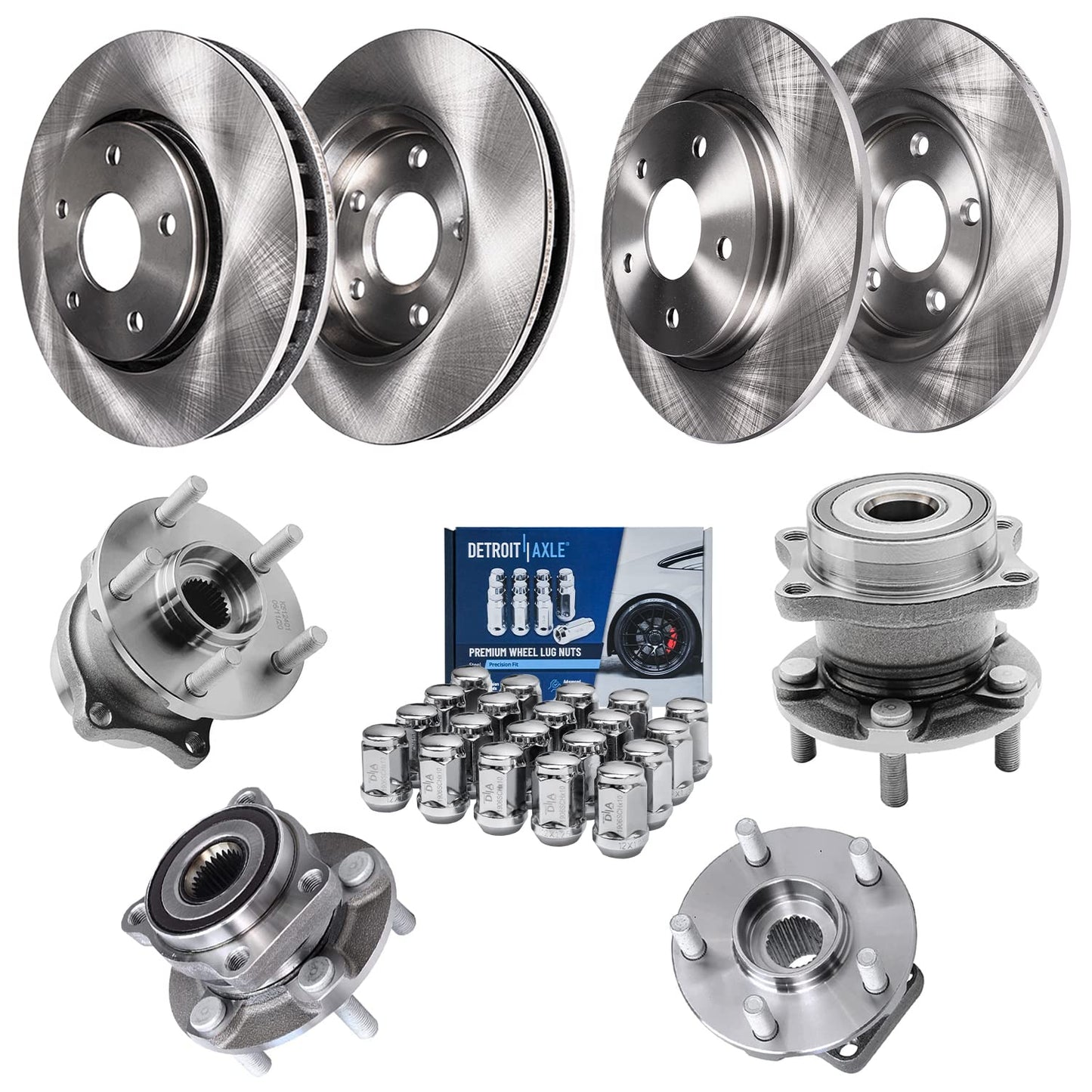 Detroit Axle - Brake Kit for 2012-2016 Honda CR-V, Disc Brake Rotors Ceramic Brakes Pads Front & Rear 2013 2014 2015 Replacement