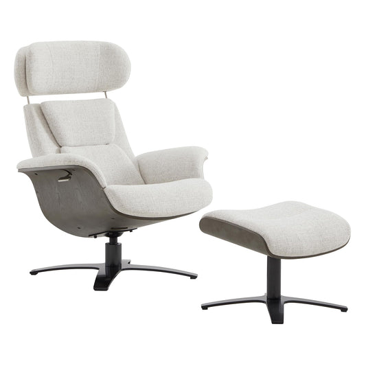 CHITA Genuine Leather Reclining Swivel Chair with Adjustable Headrest and Ottoman for Living Room, Office, Saddle