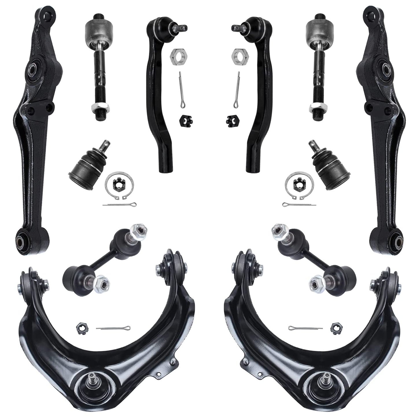Detroit Axle - 12pc Front End Kit for 07-13 Chevy Silverado 1500 GMC Sierra | Suburban Yukon XL 1500 Tahoe Escalade ESV EXT, 2 Upper Control Arms 2 Sway Bars 4 Tie Rods 2 Lower Ball Joints 2 Boots