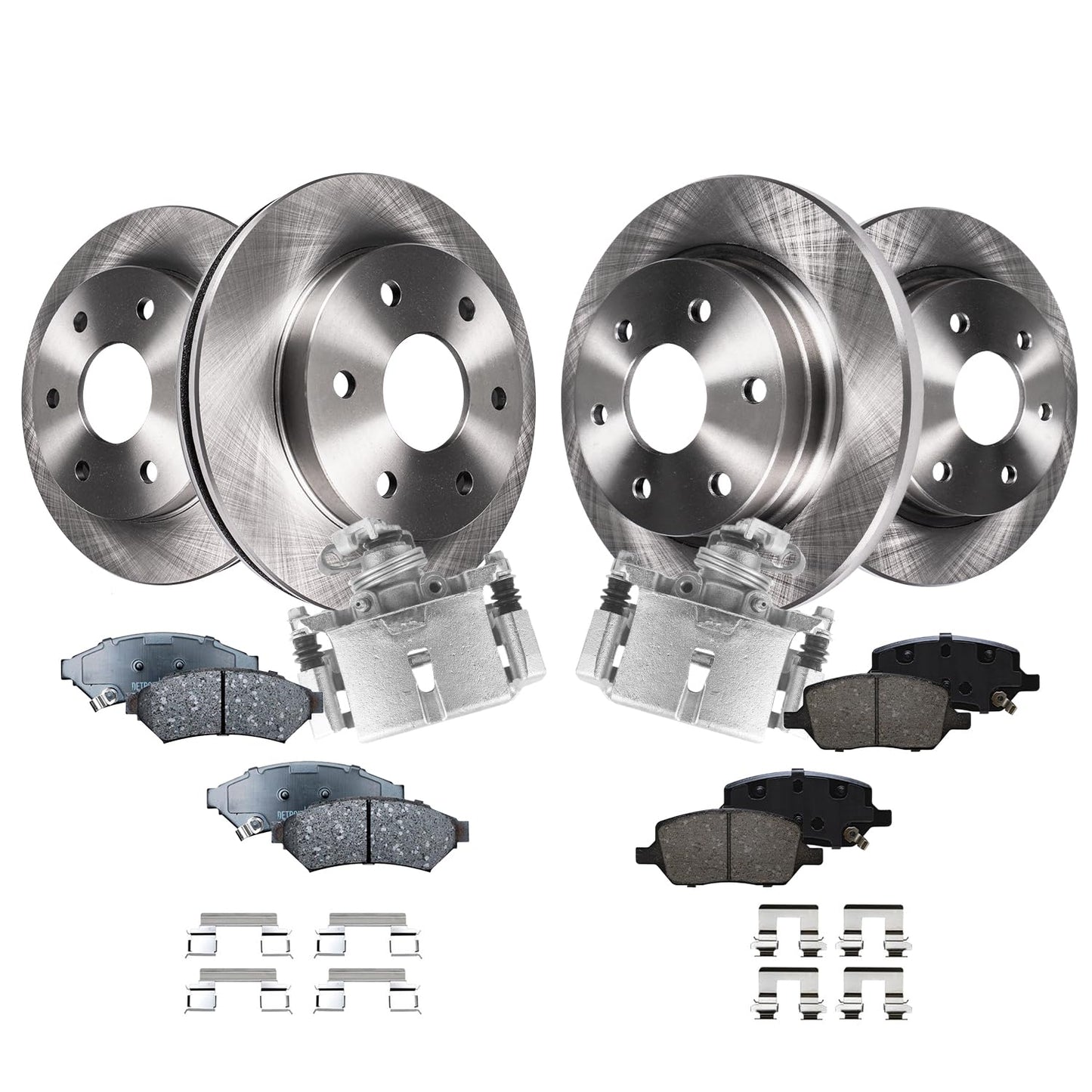 Detroit Axle - 6 Lugs Brake Kit for 12-20 Ford F-150 [with Manual Parking Brake] Ceramic Brakes Pads 2012 2013 2014 2015 2016 2017 2018 2019 2020: 13.78'' inch Front and 13.70'' inch Rear Brake Rotors