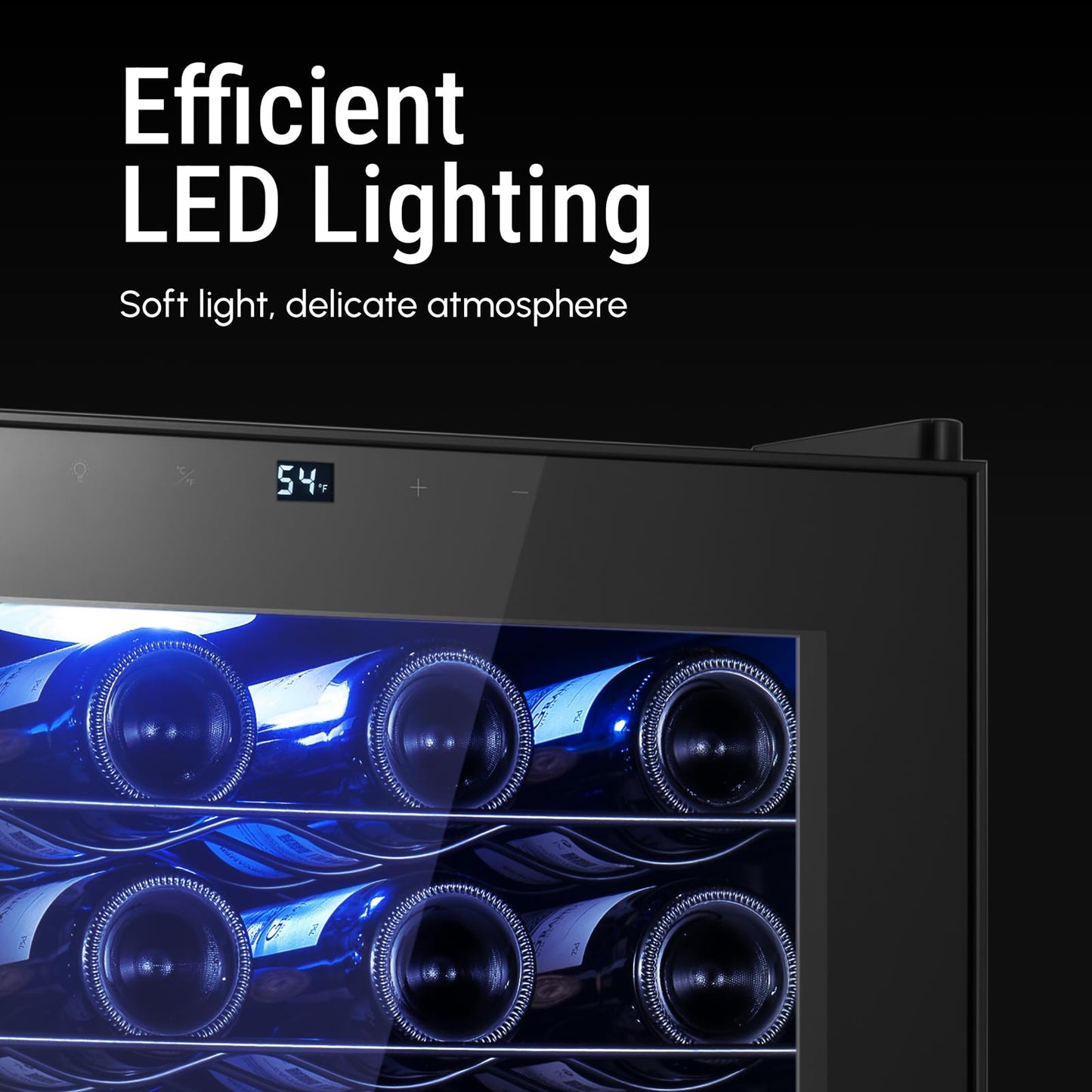Yeego Wine Fridge – 34 Bottles Wine Cooler, 38–65℉ Digital Control with Double Glass Door & LED Light, Freestanding Wine Fridge Under Counter for Home Bar and Kitchen