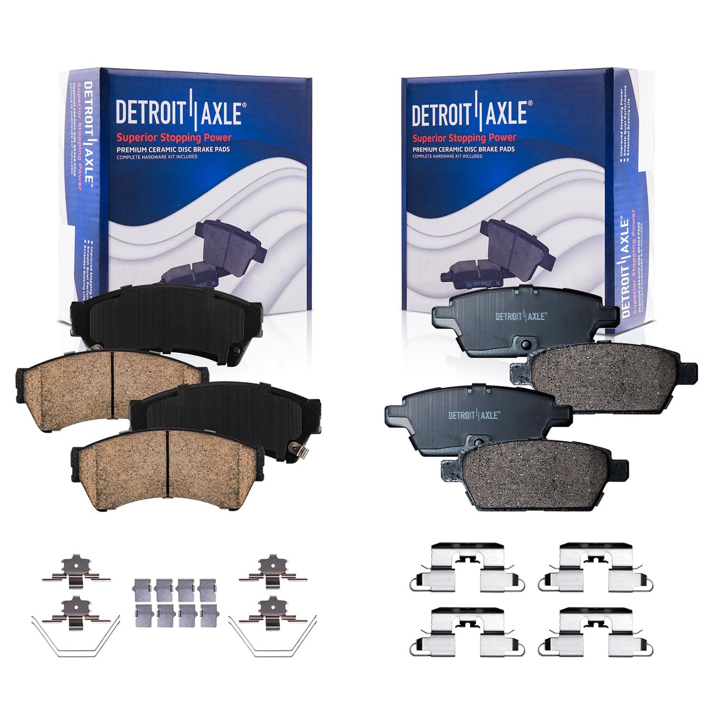 Detroit Axle - Rear Brake Pads for 2019-2024 Chevy Silverado 1500 GMC Sierra 1500, 2021-2024 Tahoe Suburban Yukon XL Cadillac Escalade ESV, Canyon LYRIQ Colorado, Ceramic Brake Pads with Hardware
