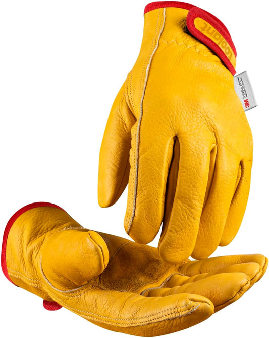 toolant Winter Leather Work Gloves, Warm 3M Thinsulate Lining for Cold Weather Work, Thermal Insulated Gloves