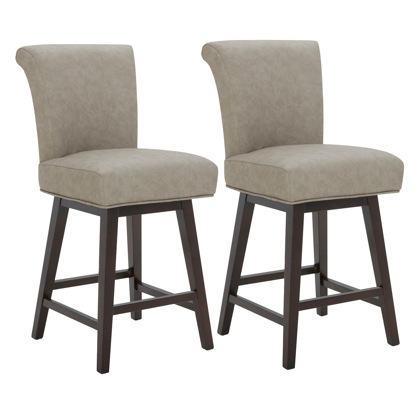 CHITA 30 Inch Counter Height Swivel Bar Stools Set of 2, FSC Certified Modern Upholstered Faux Leather Swivel Barstool Chairs with Back, Black
